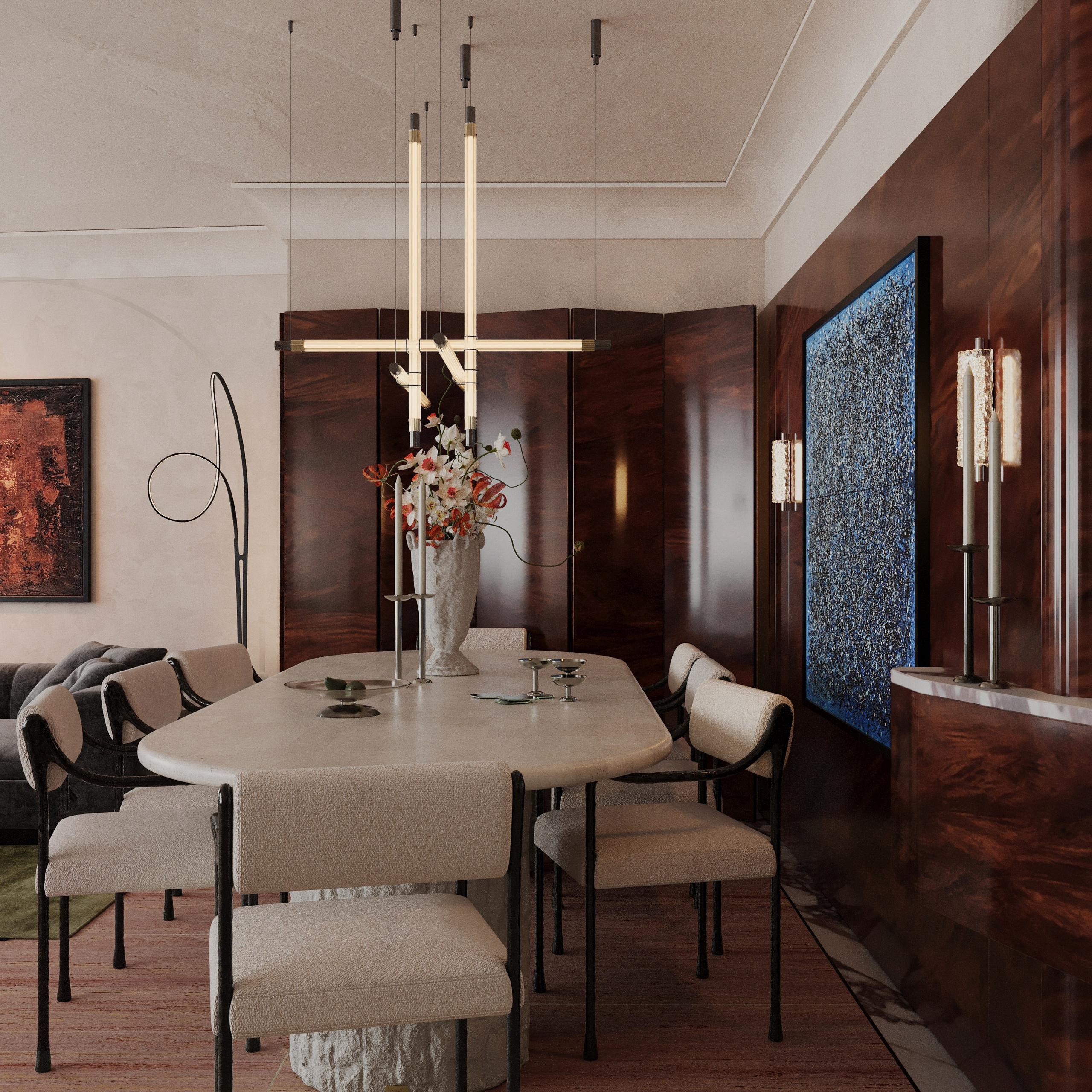 Апартаменты в эклектичном стиле с яркими акцентами 164 m²