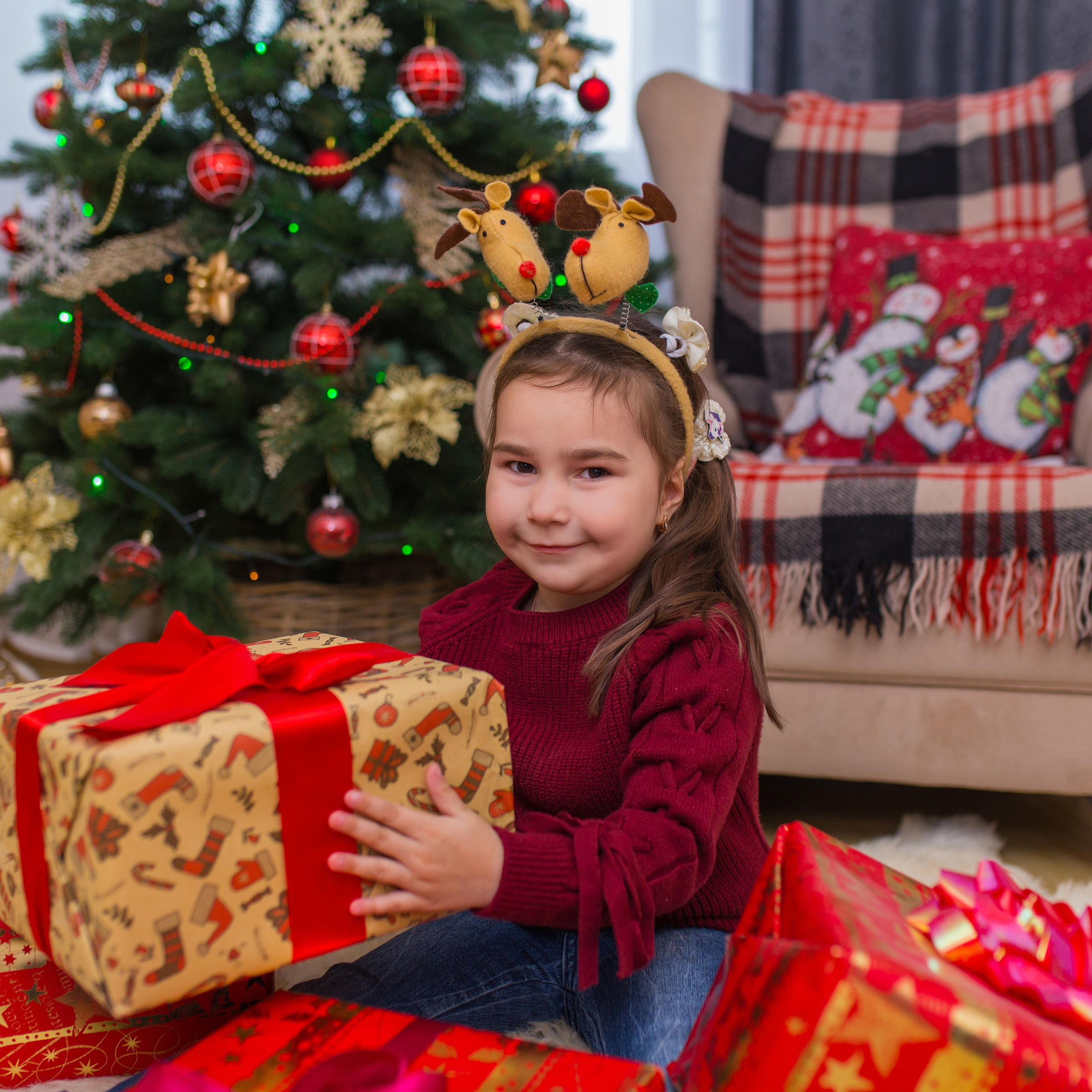 Новогодняя семейная фотосессия в домашней студии, Загорянский.