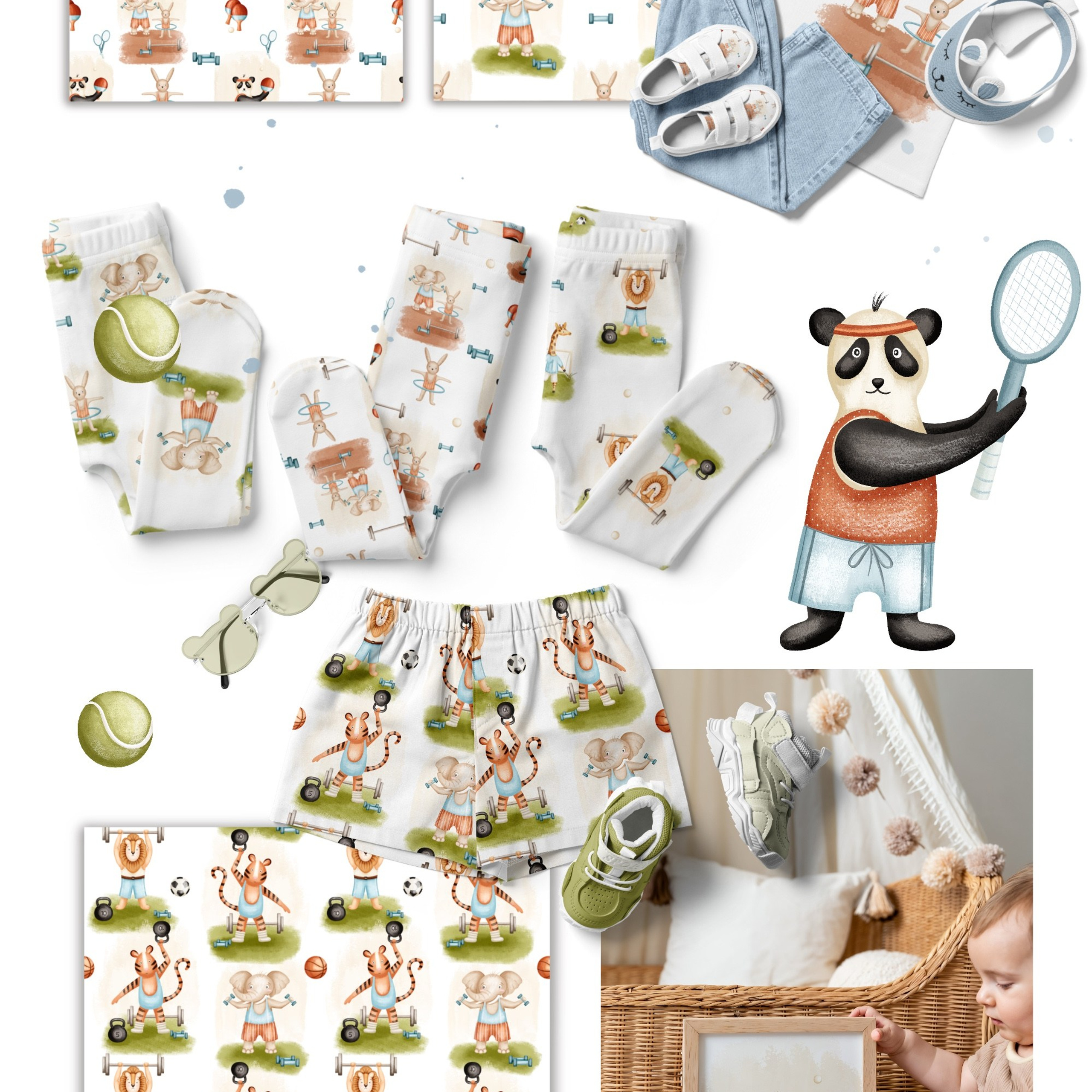 Графическая коллекция «Спортивные друзья». Художник-иллюстратор Евгения Бекренёва