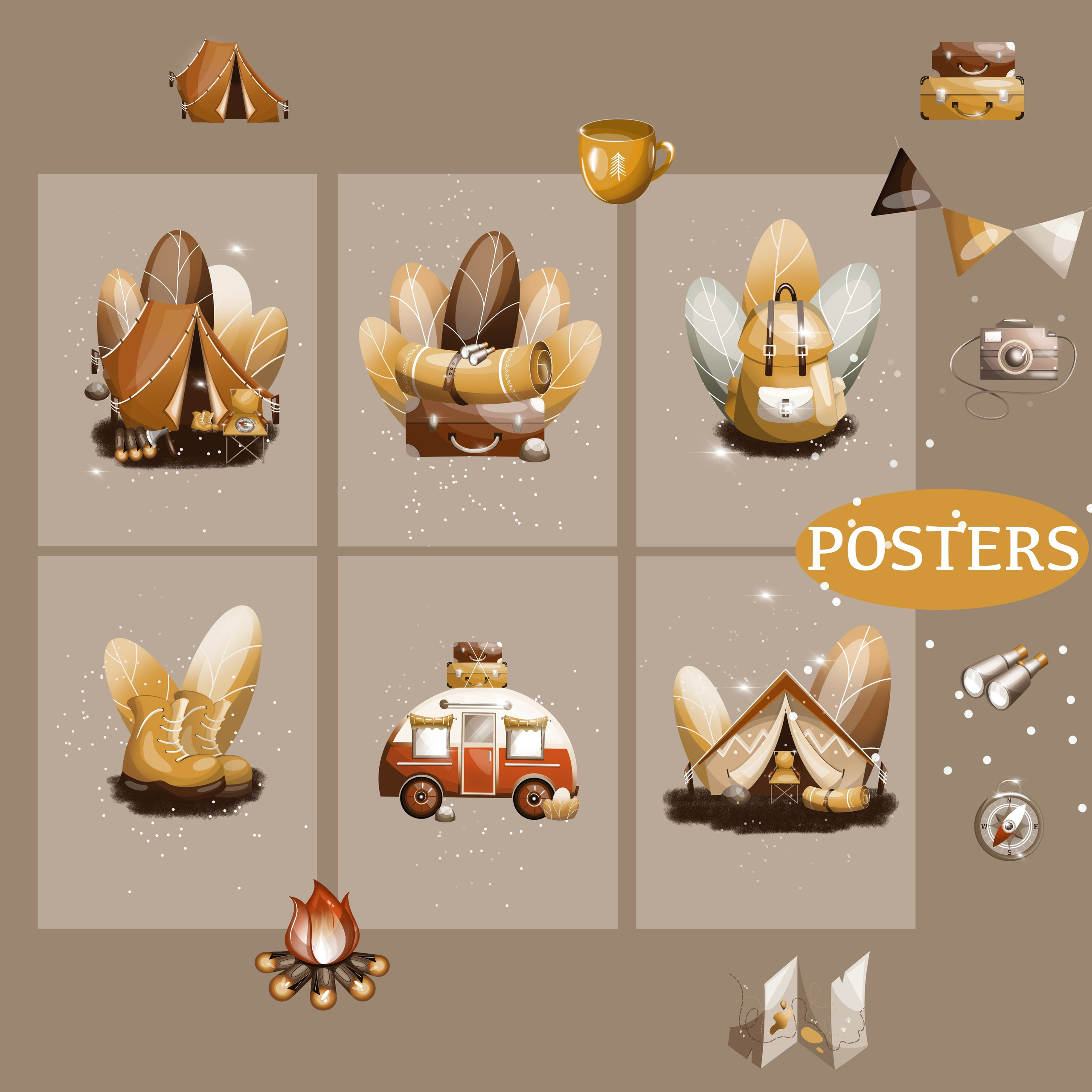 Коллекция «Travel set» иллюстраций. Художник-иллюстратор Евгения Бекренёва