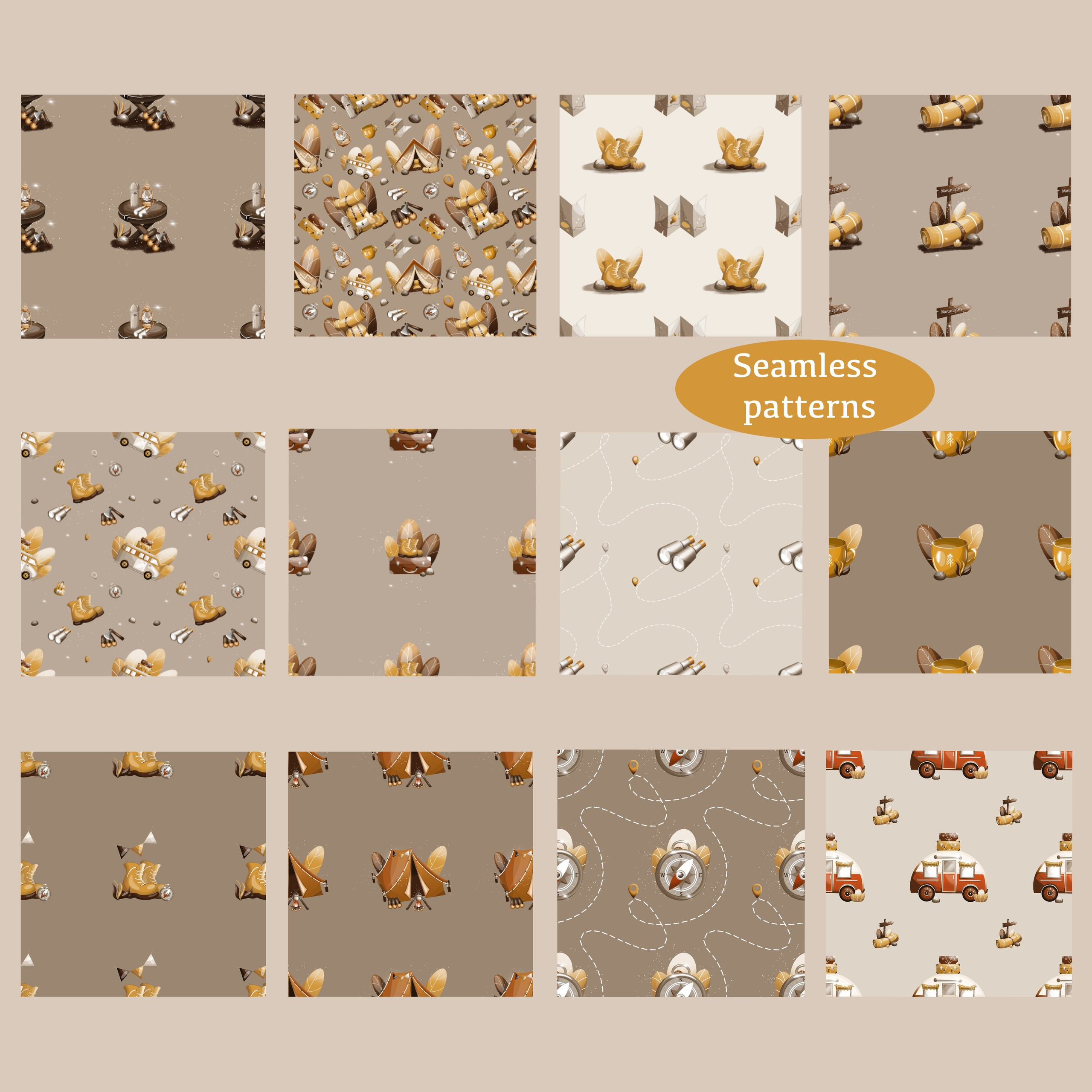 Коллекция «Travel set» иллюстраций. Художник-иллюстратор Евгения Бекренёва