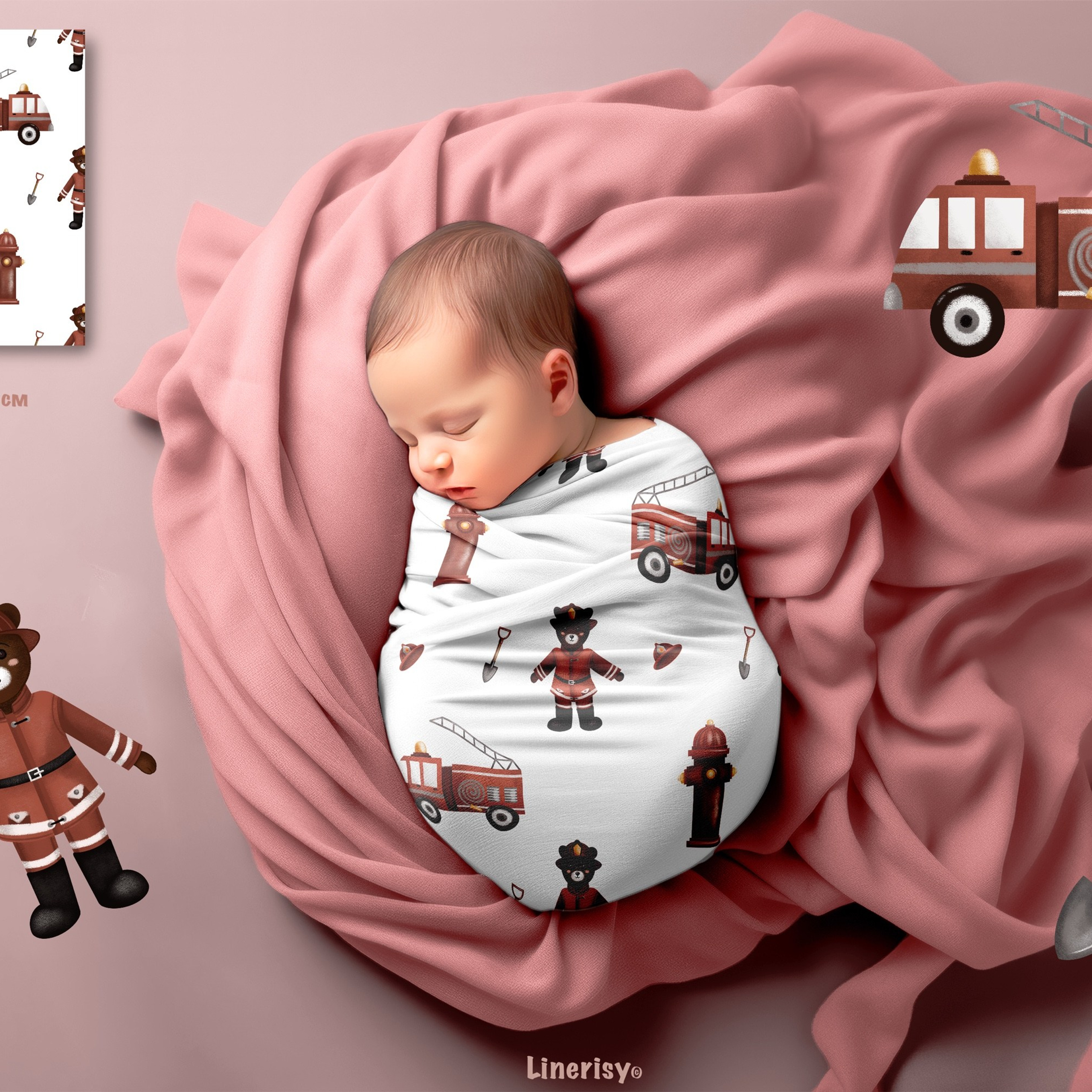 Набор № 3 паттернов «Пожарная станция». Художник-иллюстратор Евгения Бекренёва