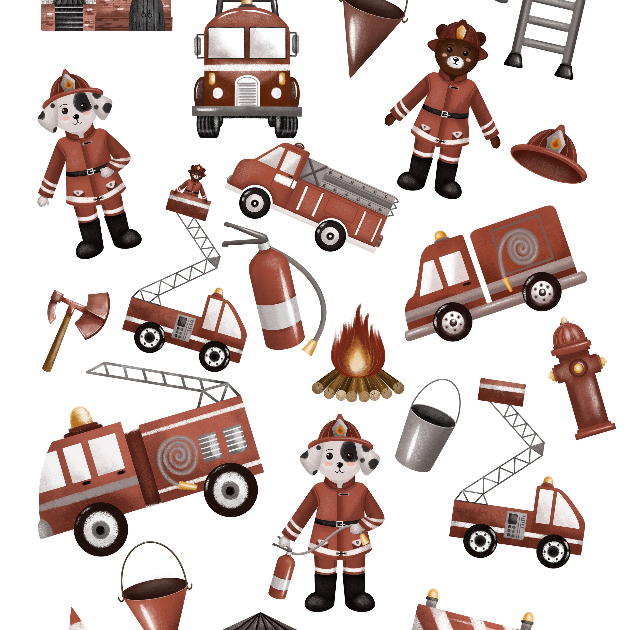 Графическая коллекция «Пожарная станция». Художник-иллюстратор Евгения Бекренёва