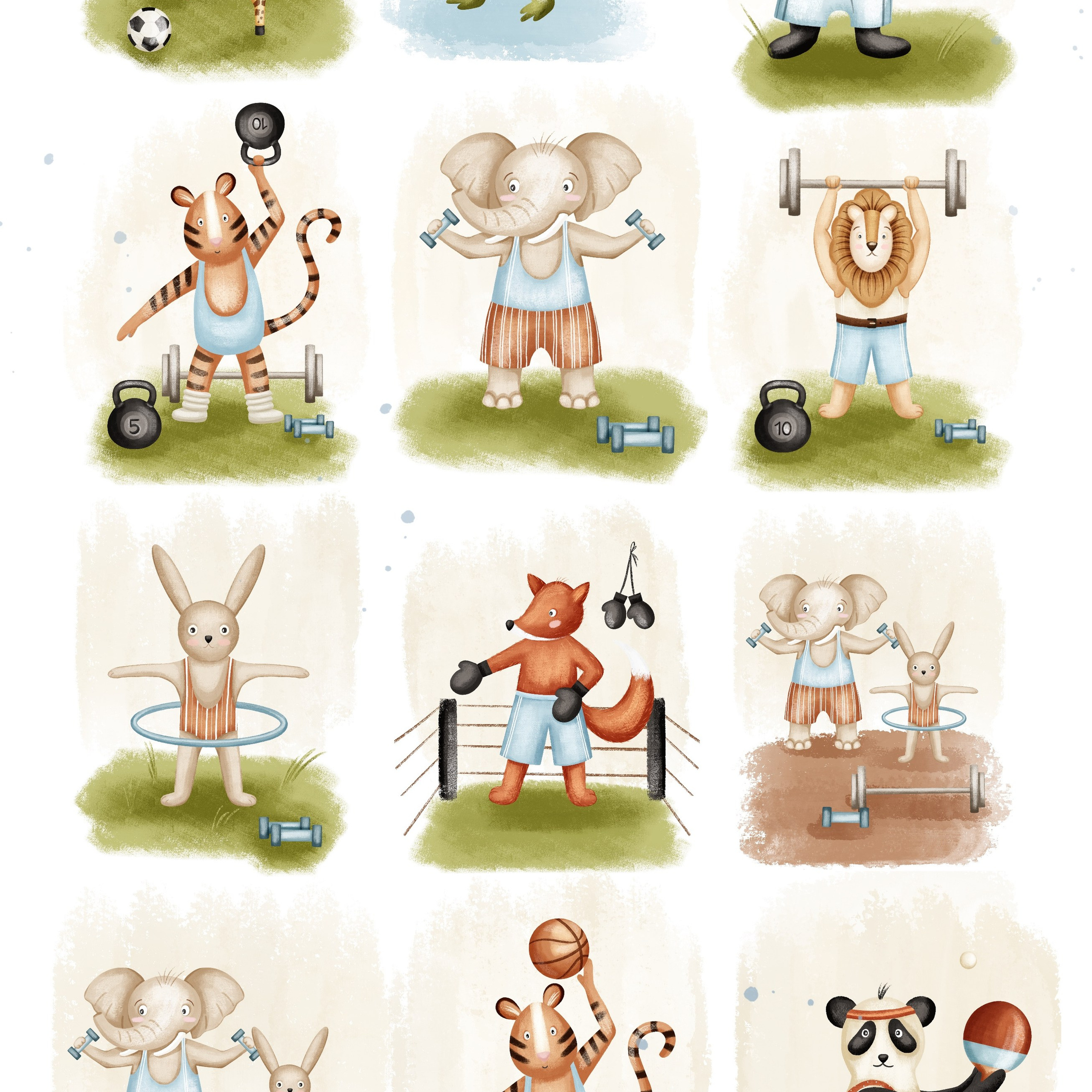 Графическая коллекция «Спортивные друзья». Художник-иллюстратор Евгения Бекренёва