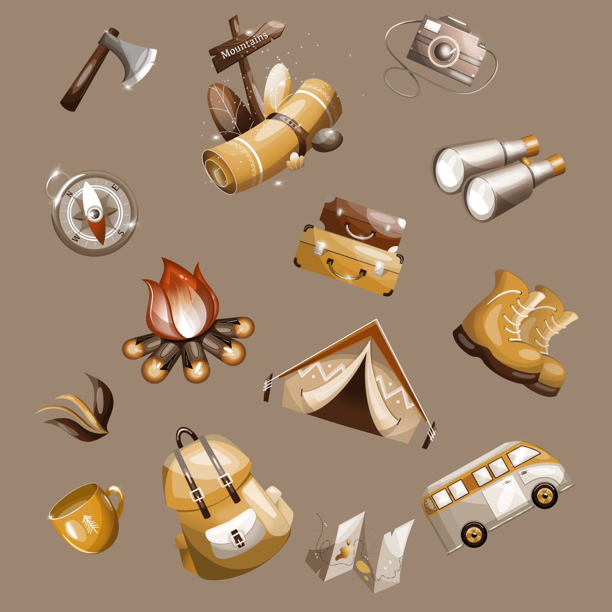 Коллекция «Travel set» иллюстраций. Художник-иллюстратор Евгения Бекренёва