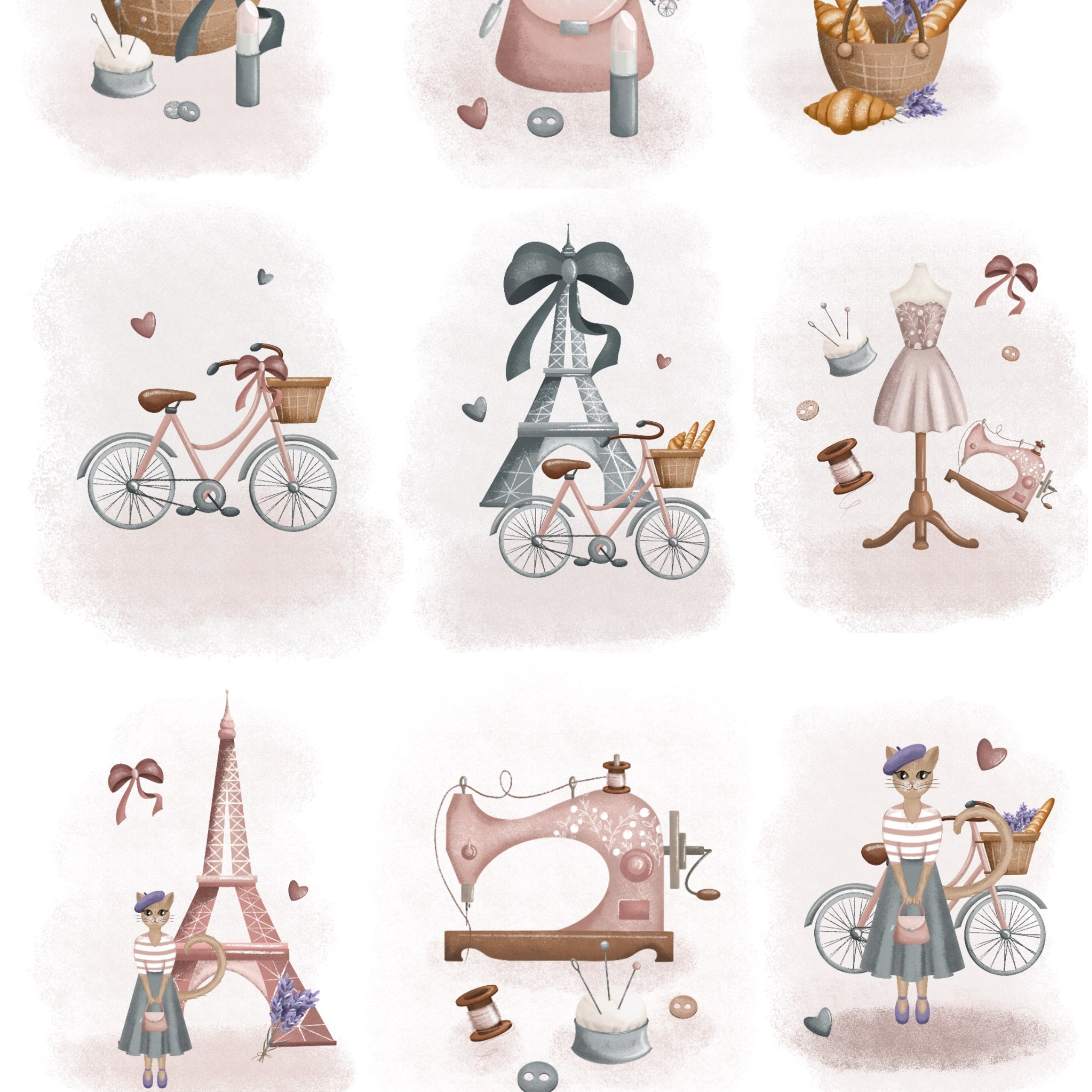 Графическая коллекция «Винтажный Париж». Художник-иллюстратор Евгения Бекренёва