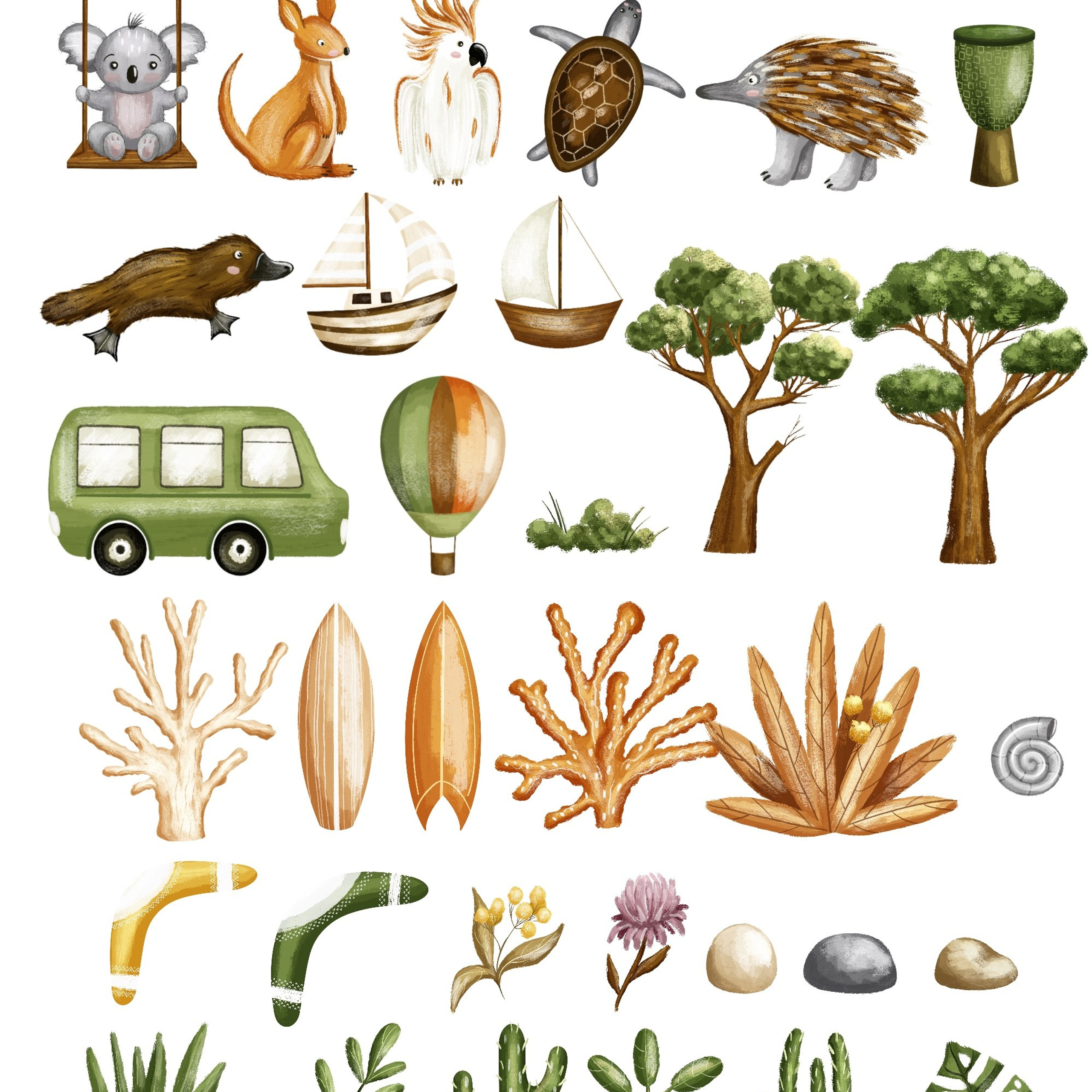 Графическая коллекция «Австралия». Художник-иллюстратор Евгения Бекренёва