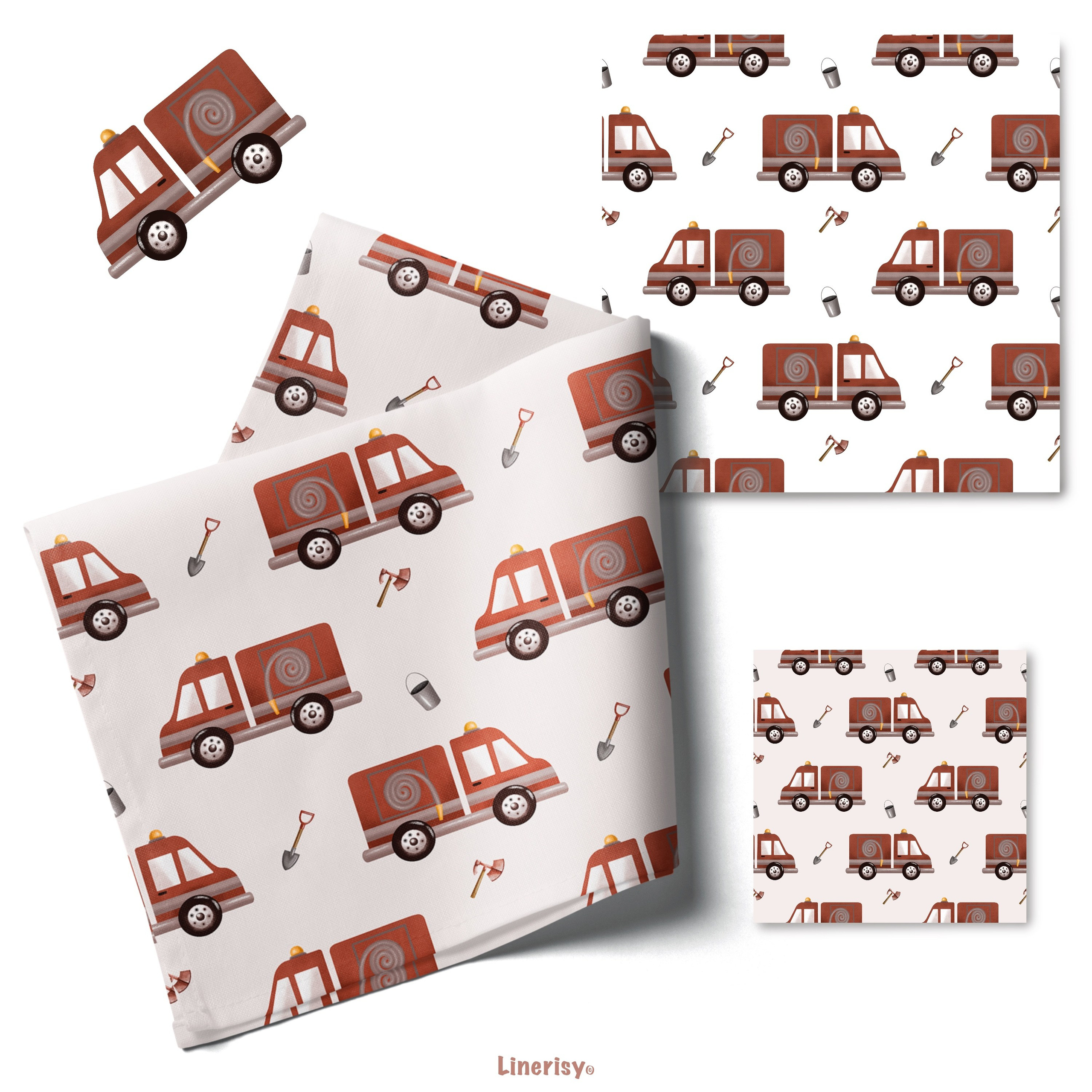 Набор № 2 паттернов «Пожарная станция». Художник-иллюстратор Евгения Бекренёва