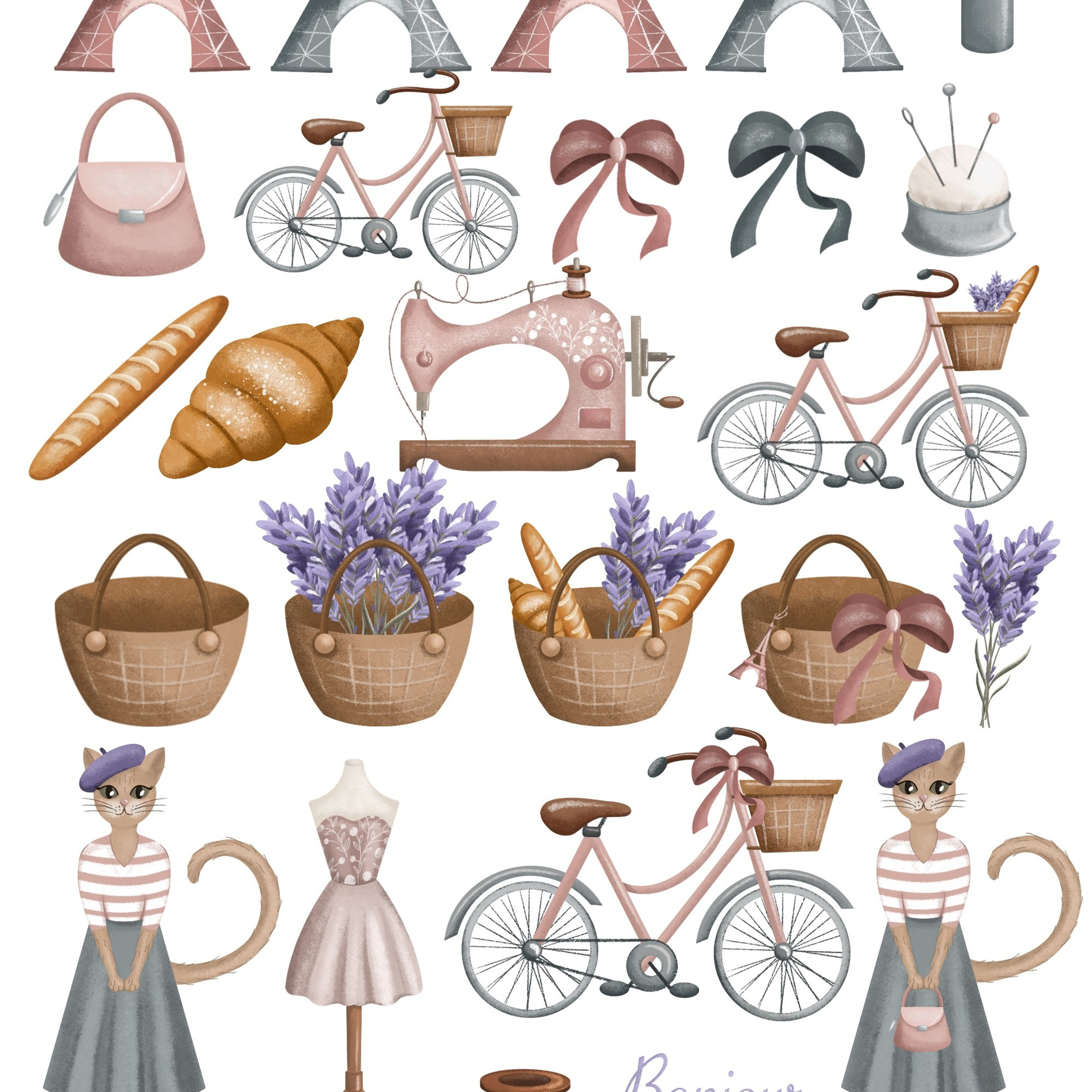 Графическая коллекция «Винтажный Париж». Художник-иллюстратор Евгения Бекренёва