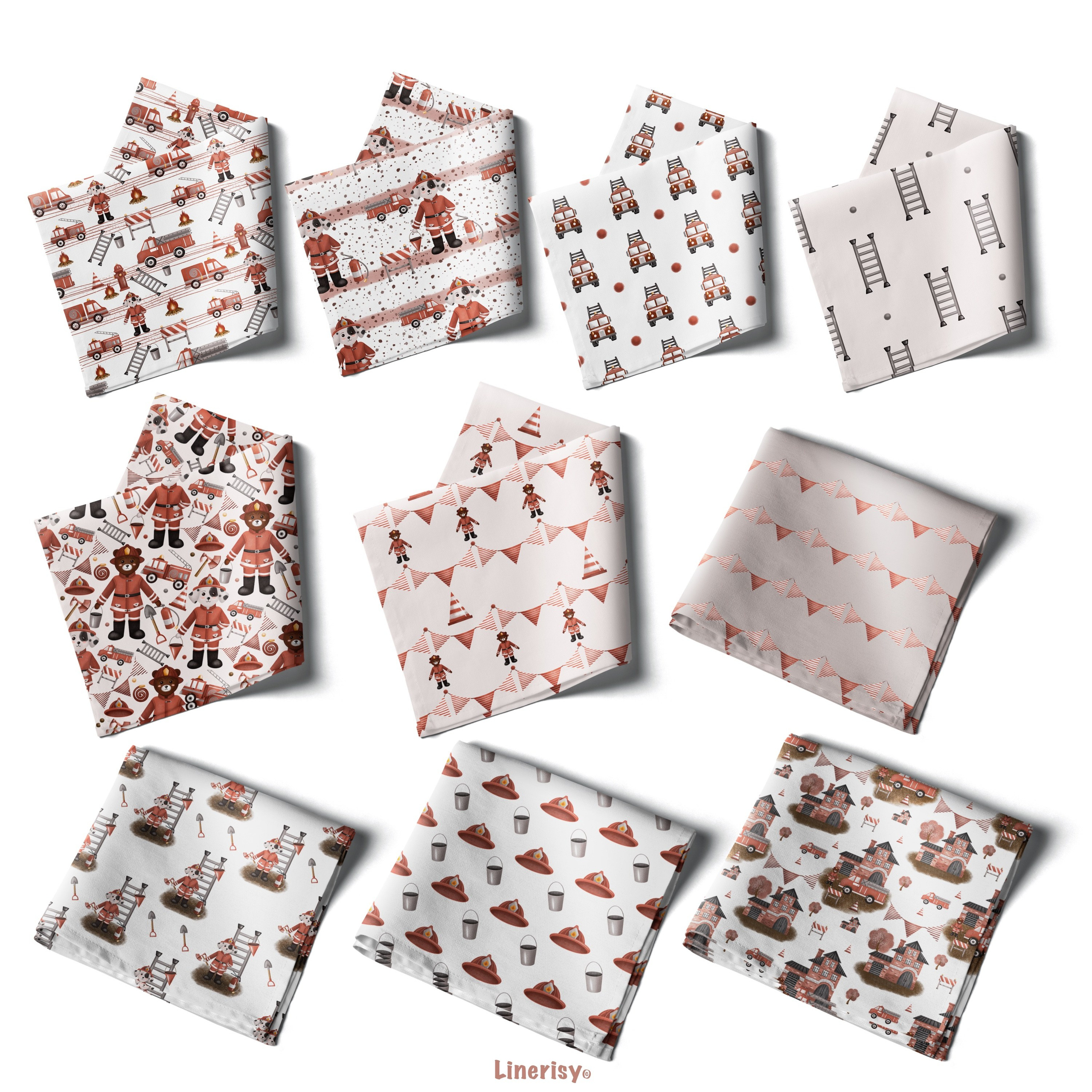 Набор № 1 паттернов «Пожарная станция». Художник-иллюстратор Евгения Бекренёва