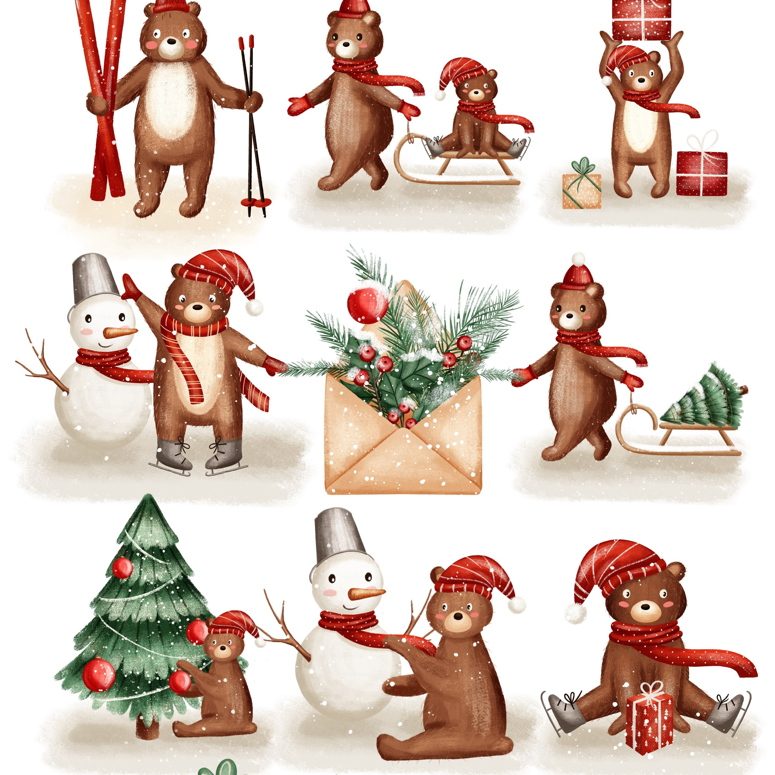 Графическая коллекция «С Новым годом, Мишка». Художник-иллюстратор Евгения Бекренёва