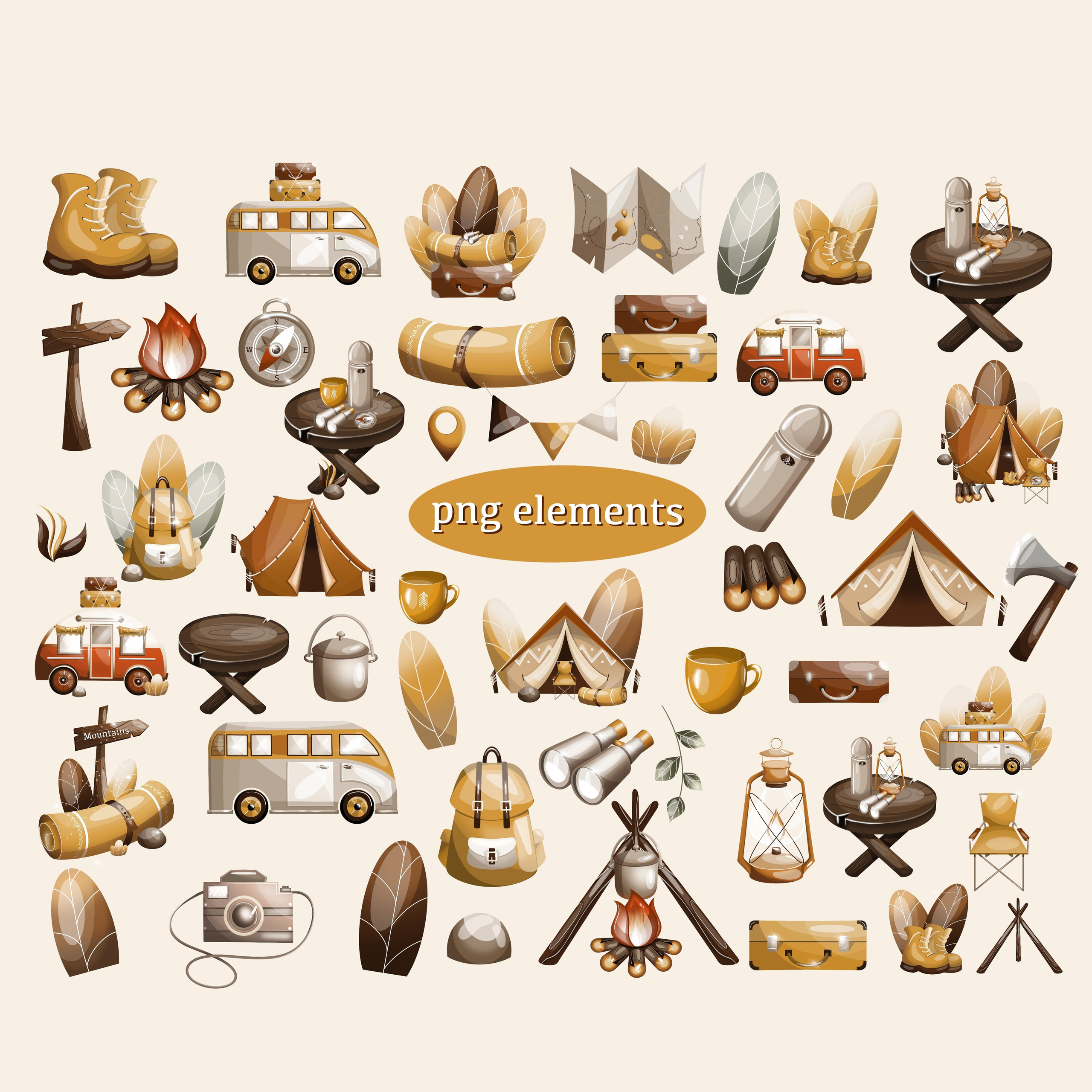 Коллекция «Travel set» иллюстраций. Художник-иллюстратор Евгения Бекренёва