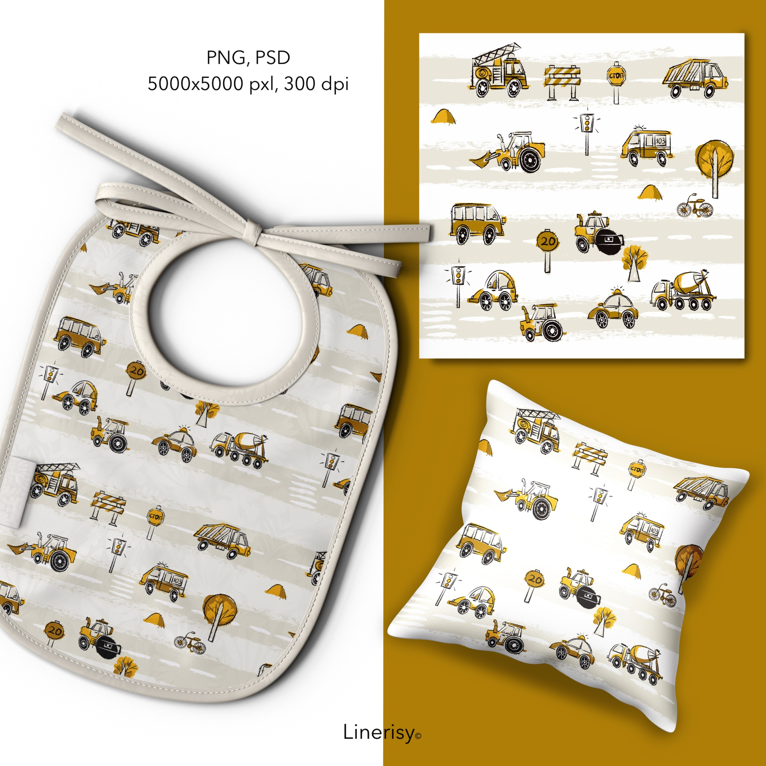 Набор № 1 бесшовных паттернов «ПОЕХАЛИ?». Художник-иллюстратор Евгения Бекренёва