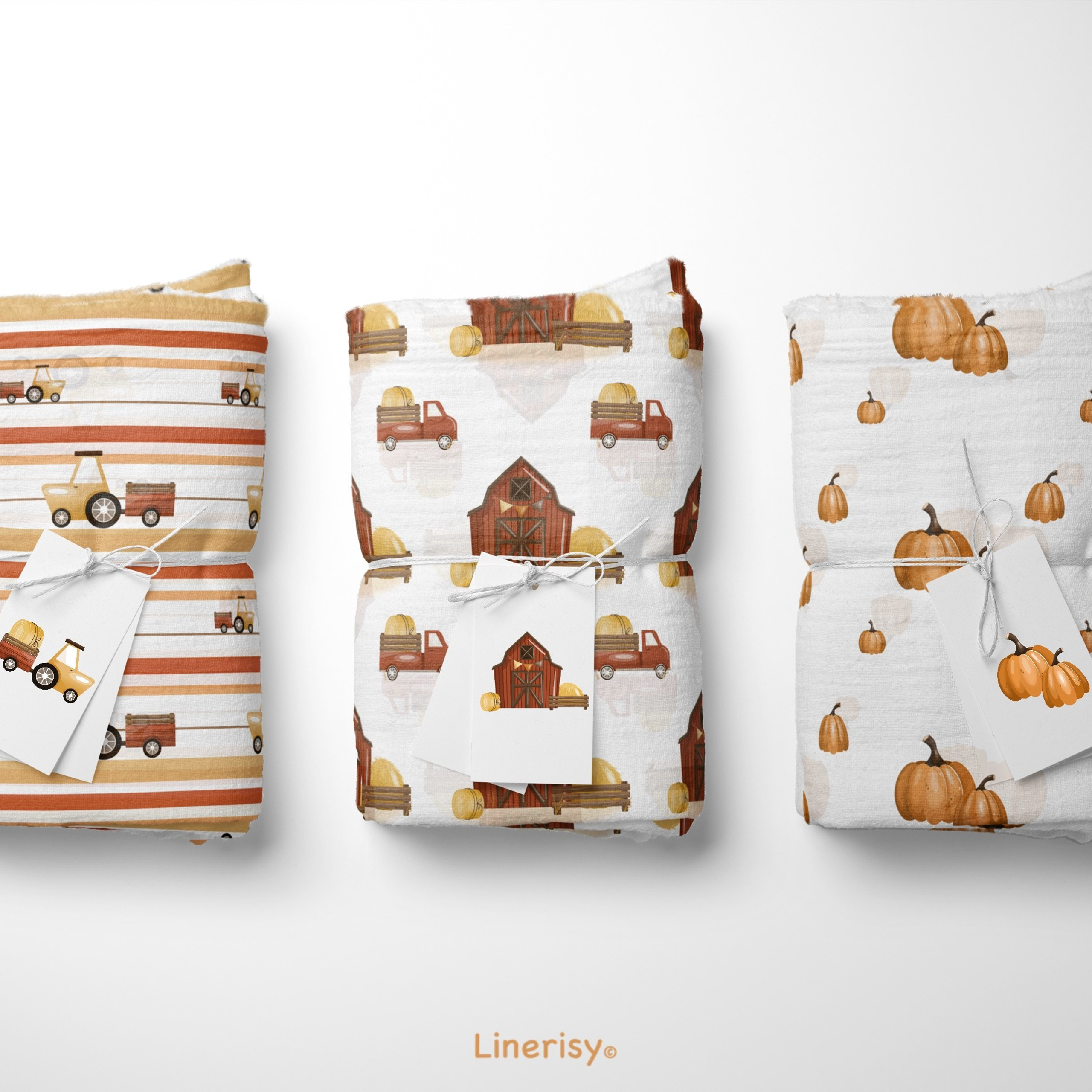 Набор бесшовных паттернов «Осеняя ферма». Художник-иллюстратор Евгения Бекренёва