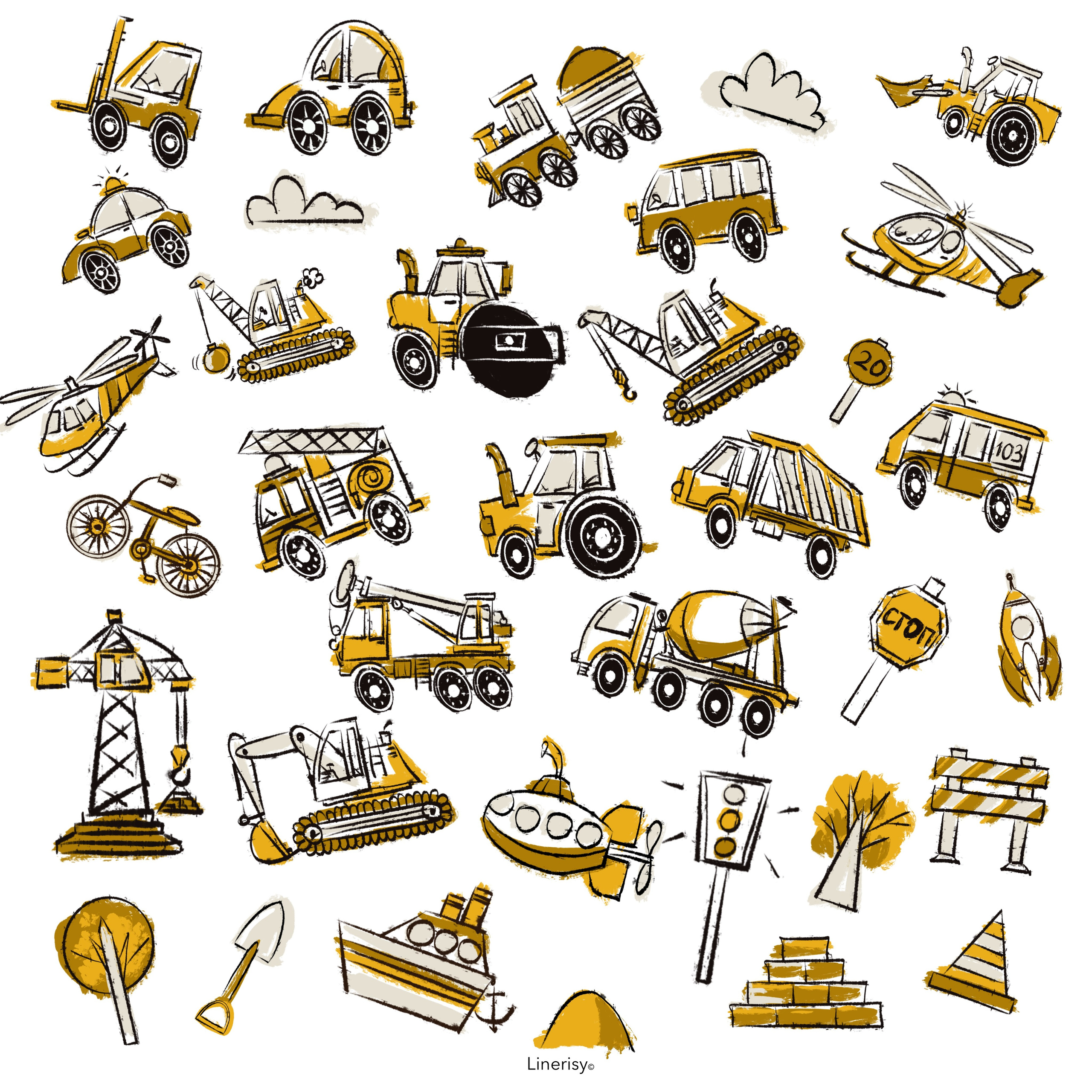 Коллекция иллюстраций «Поехали?». Художник-иллюстратор Евгения Бекренёва