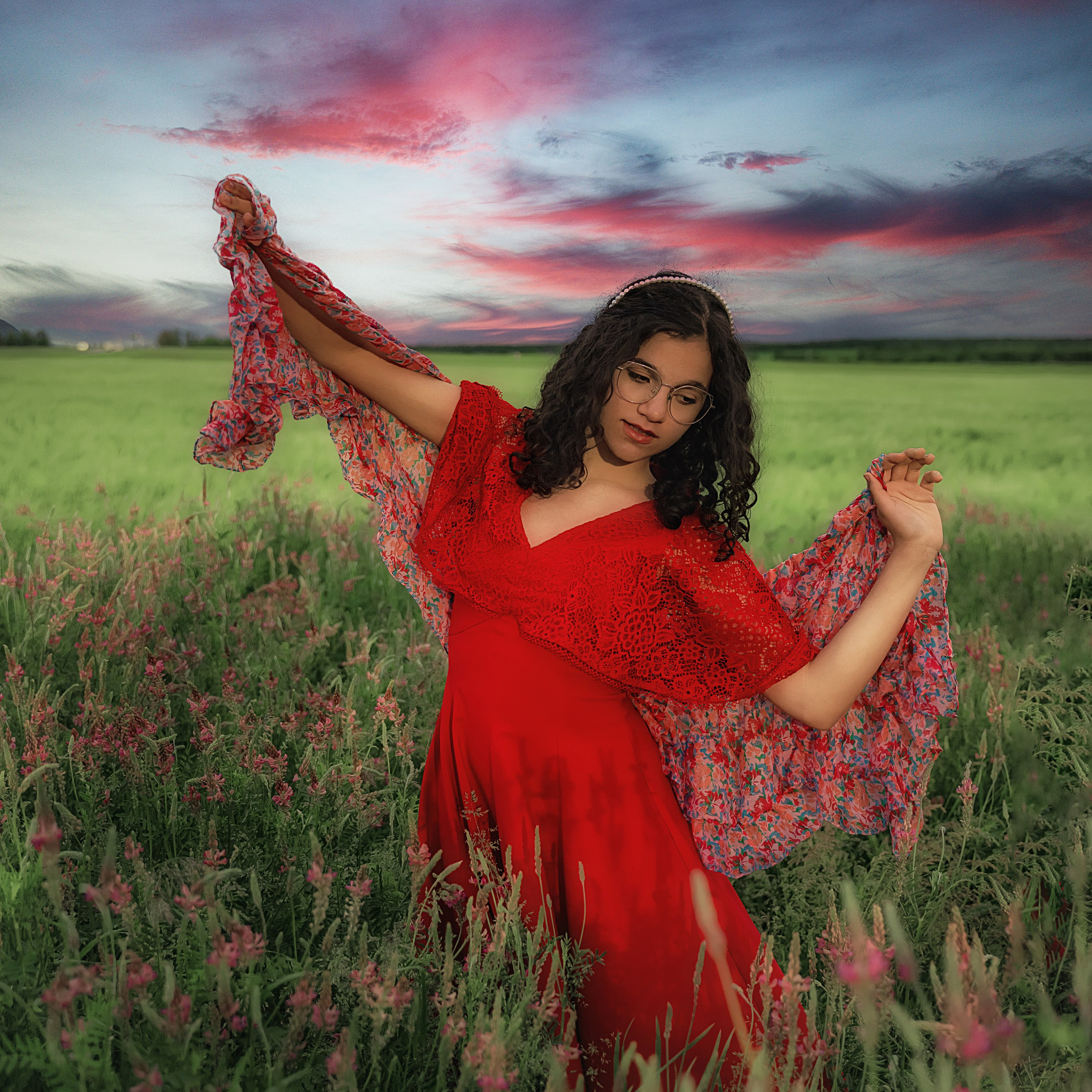 смешанное цветение и зелень