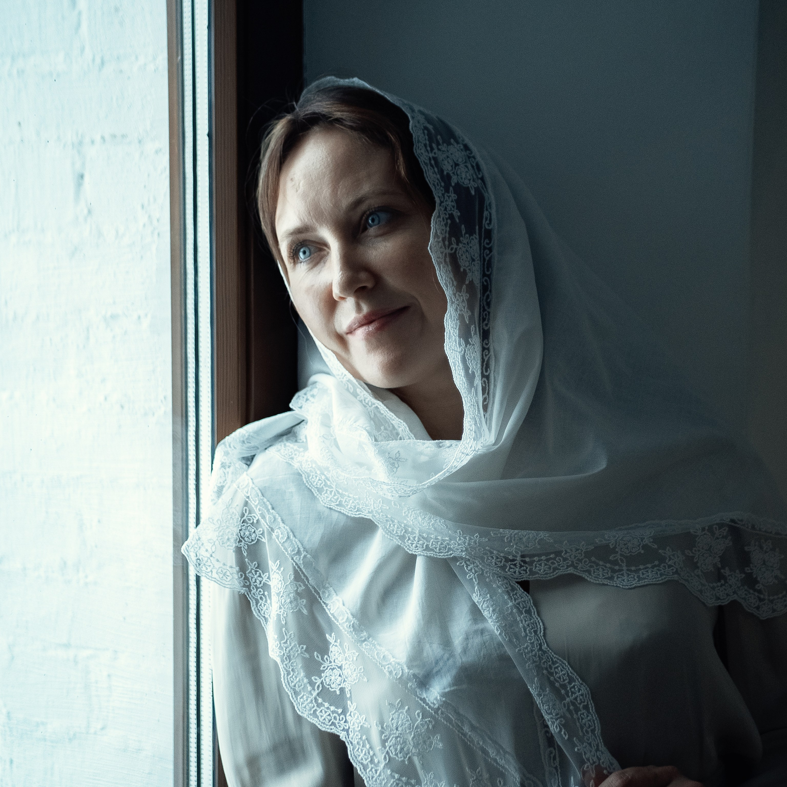 Косынка с кружевом "Молочная"