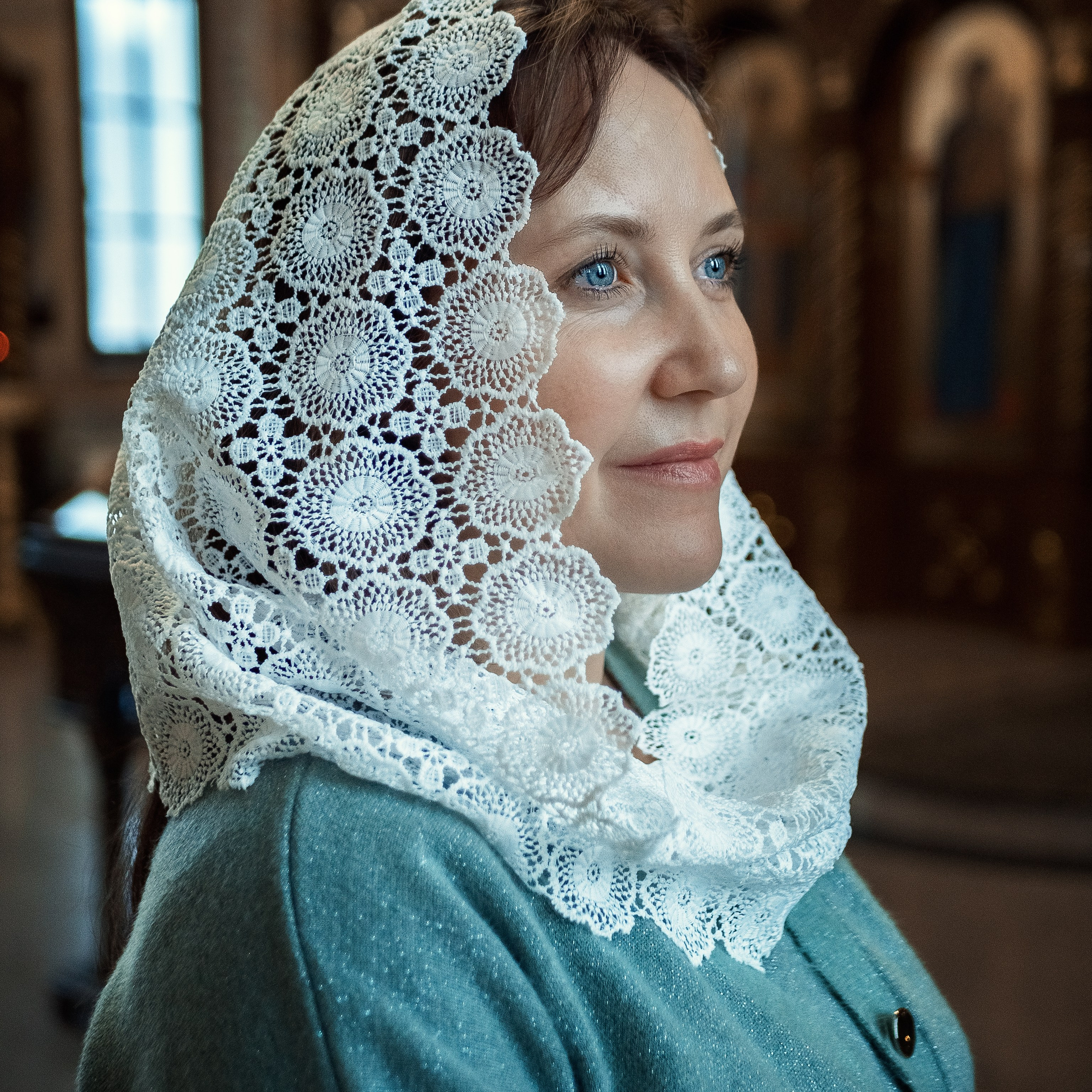 Платок-снуд "Астра" с заколкой-гребешком