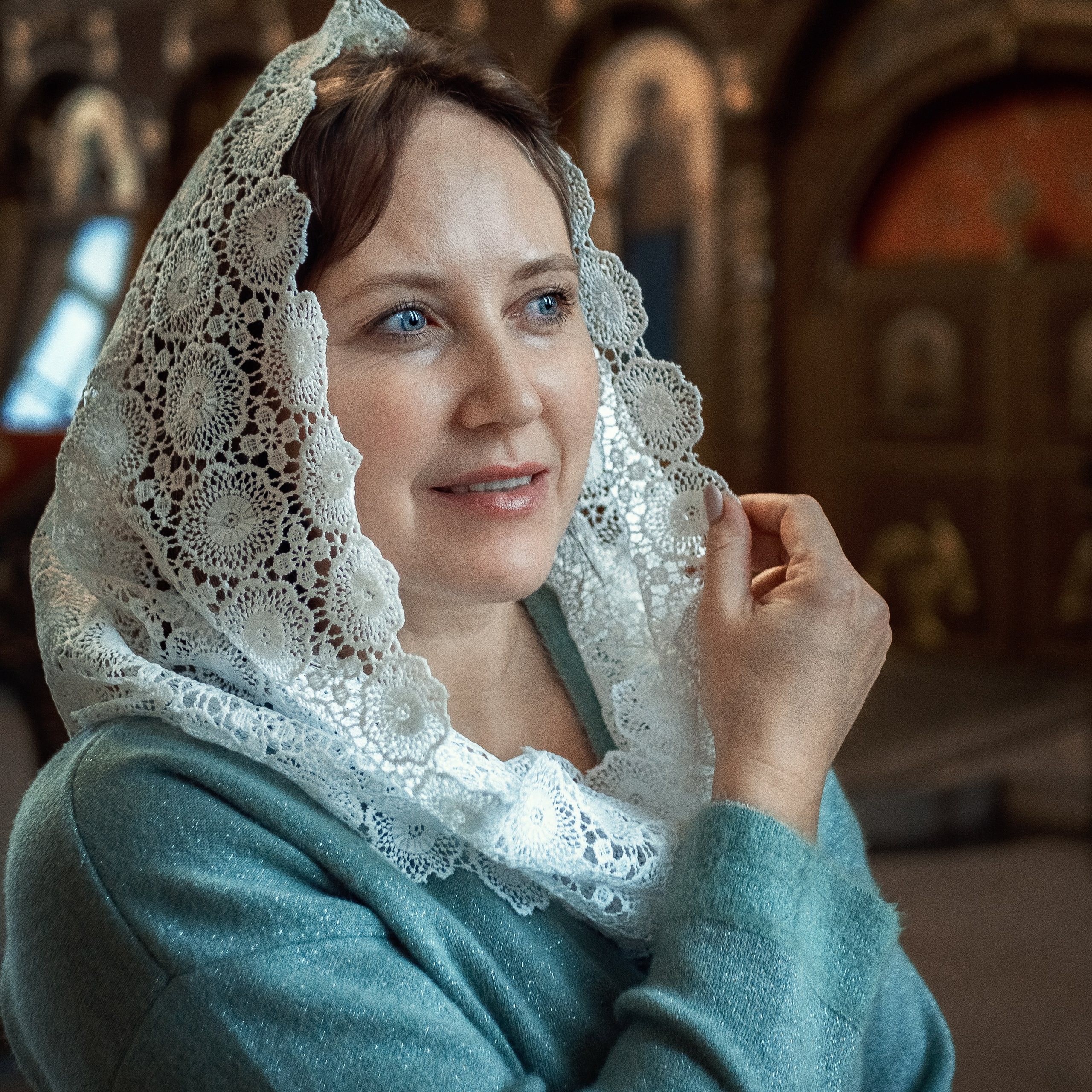 Платок-снуд "Астра" с заколкой-гребешком