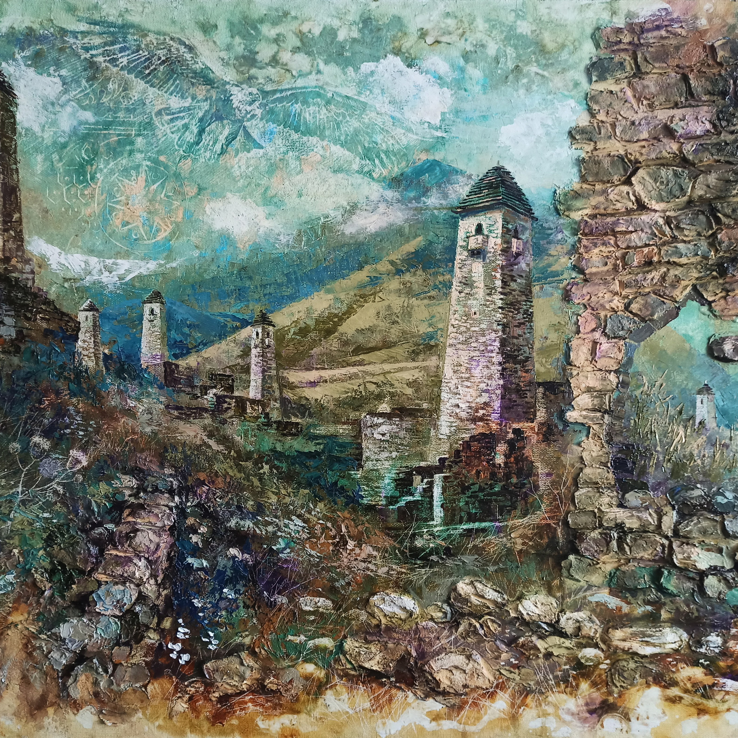 «Башенный комплекс Эрзи. Ингушетия». Художник Марина Новосельская