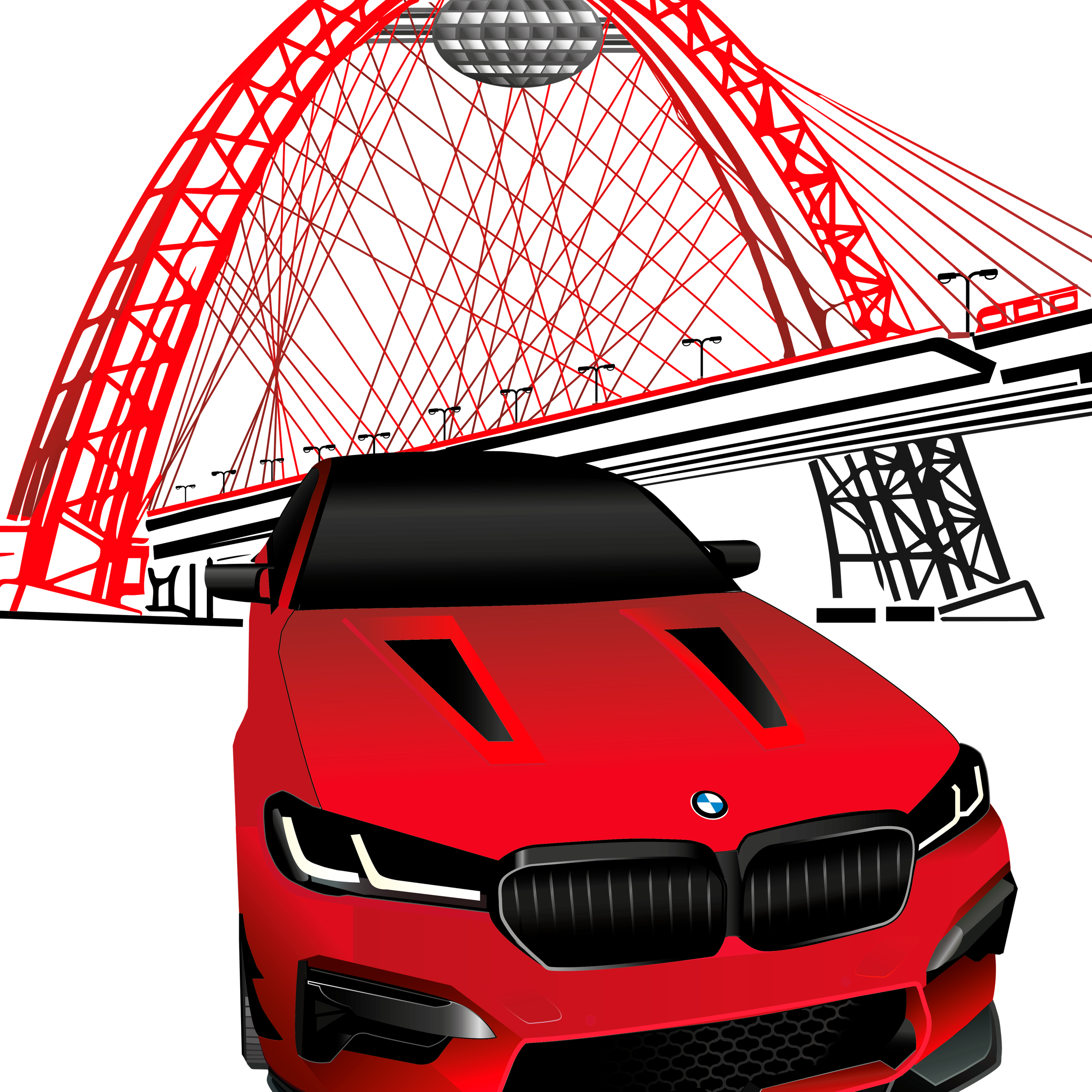 Векторная отрисовка машины по фото, для печати на футболе 