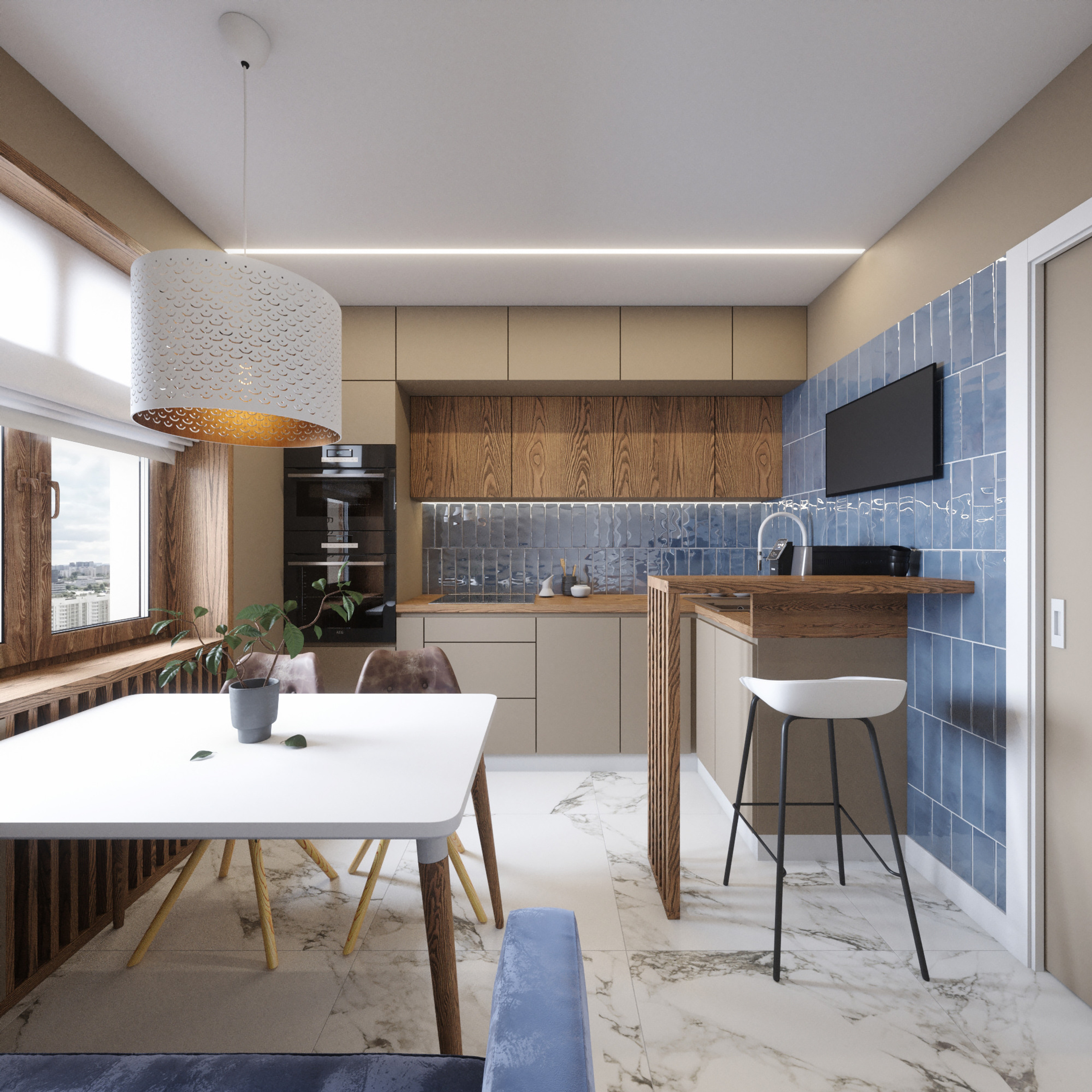 Кофейные реки. Кухня 10 м². Мастерская интерьеров Светланы Куксовой. Дизайн и реализация