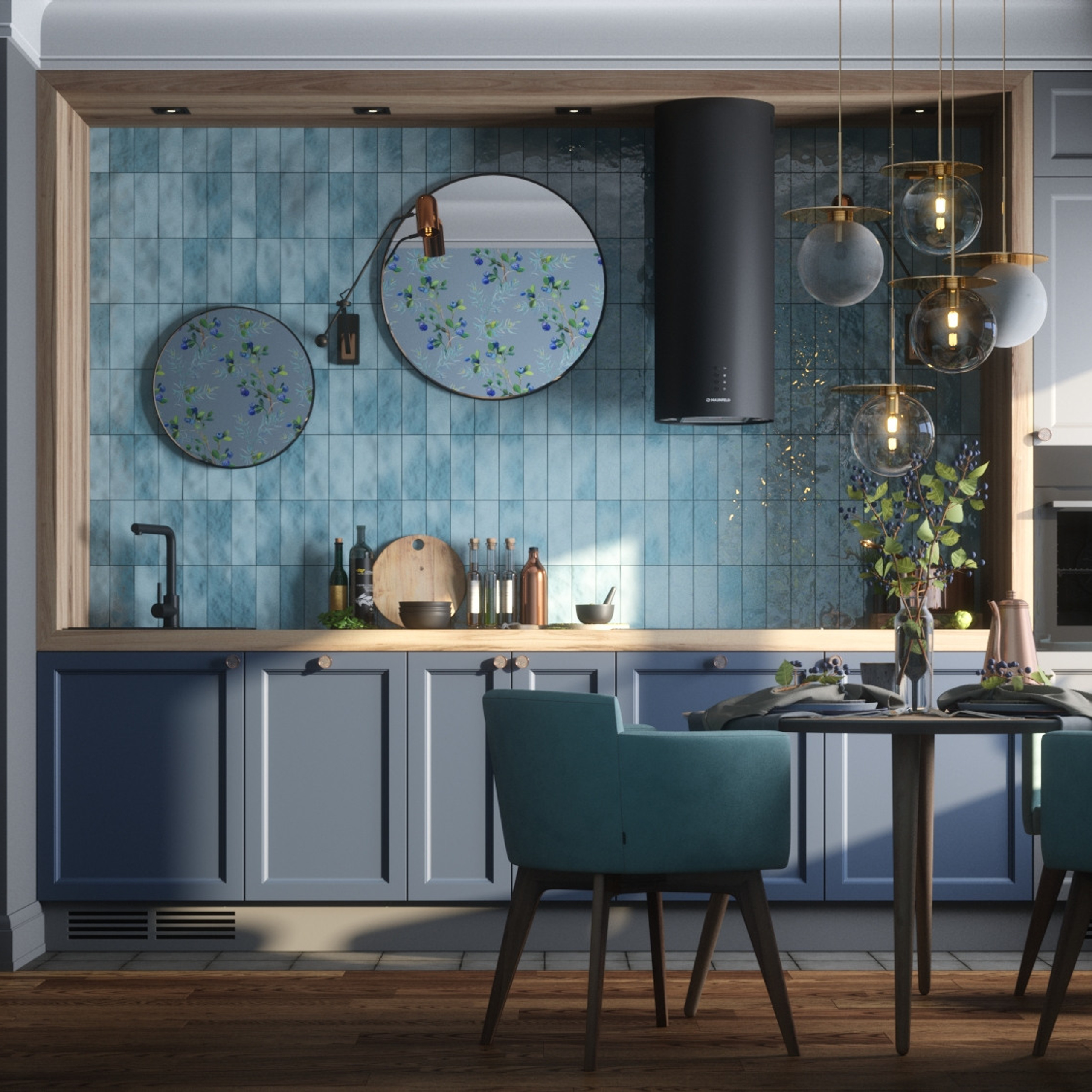 Черничный Лес. Кухня 12 м². Мастерская интерьеров Светланы Куксовой. Дизайн и реализация