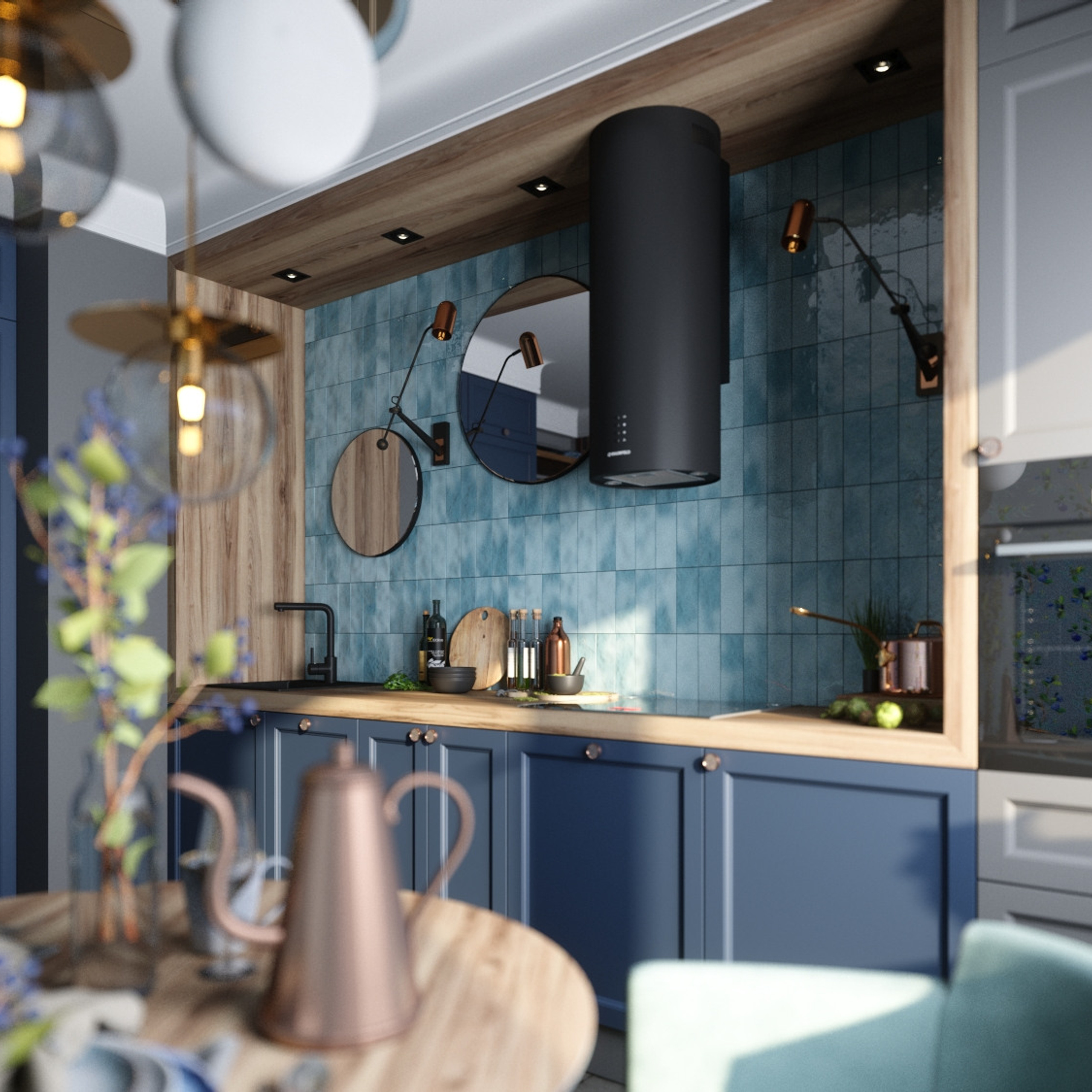 Черничный Лес. Кухня 12 м². Мастерская интерьеров Светланы Куксовой. Дизайн и реализация