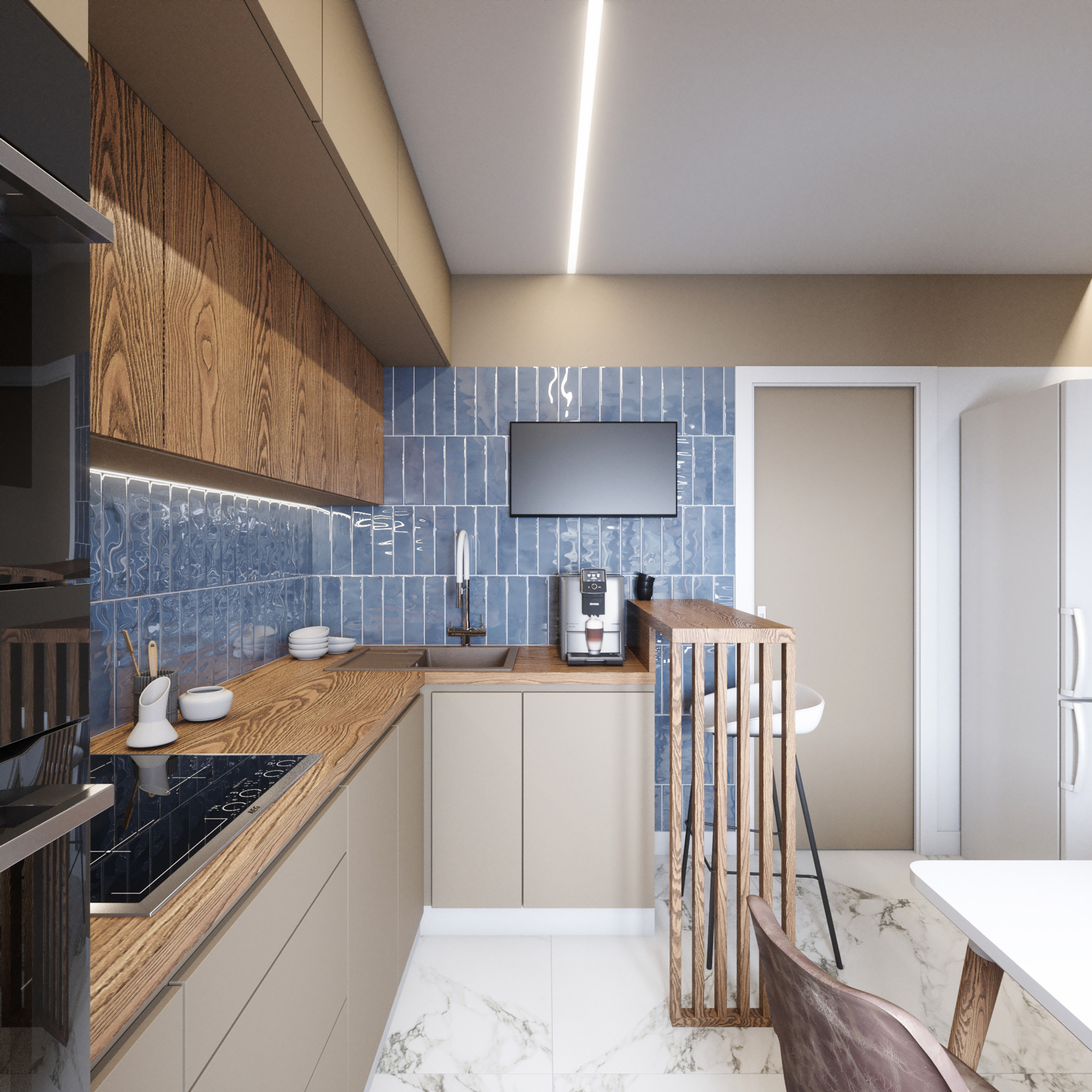 Кофейные реки. Кухня 10 м². Мастерская интерьеров Светланы Куксовой. Дизайн и реализация