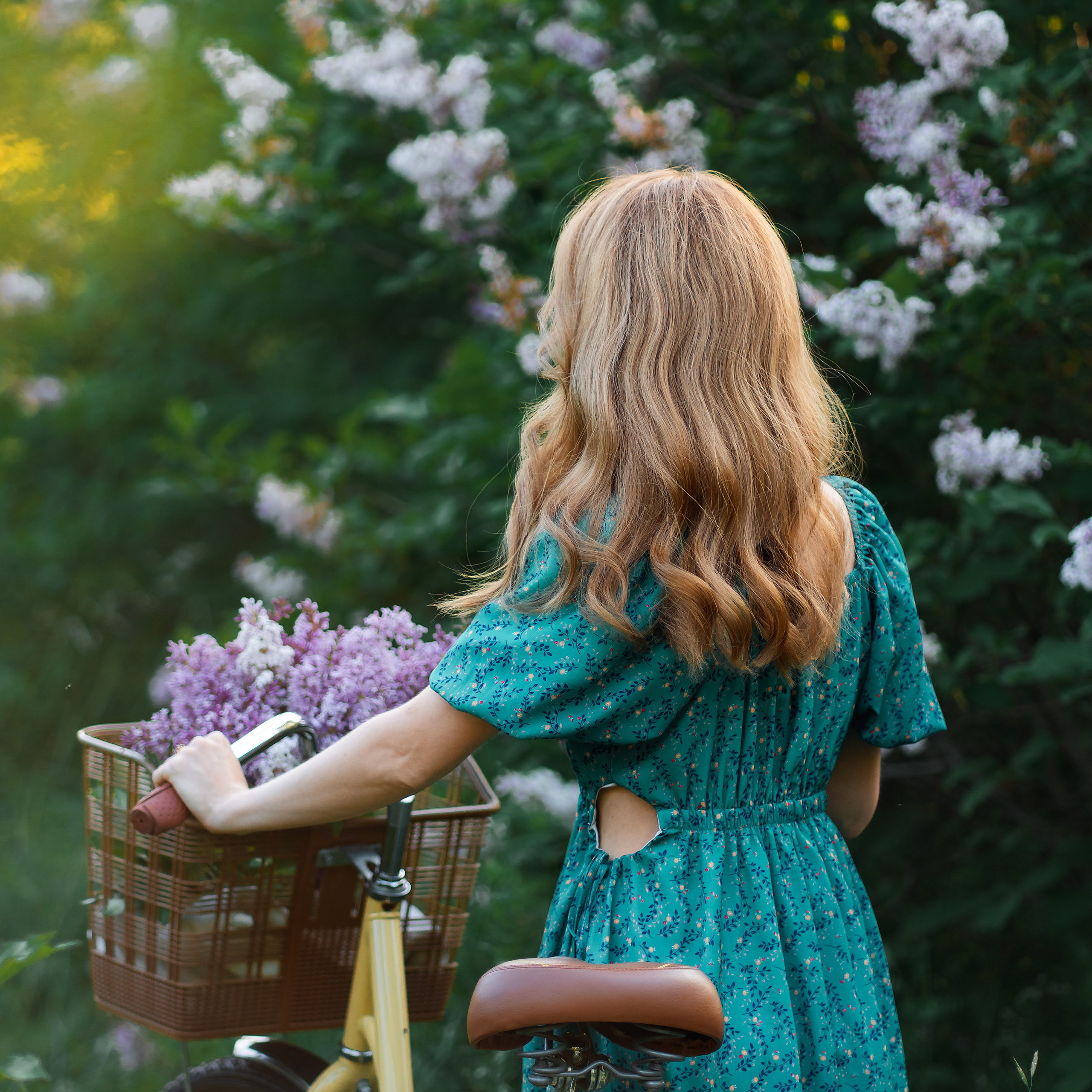 Фотосессия с велосипедом и сиренью