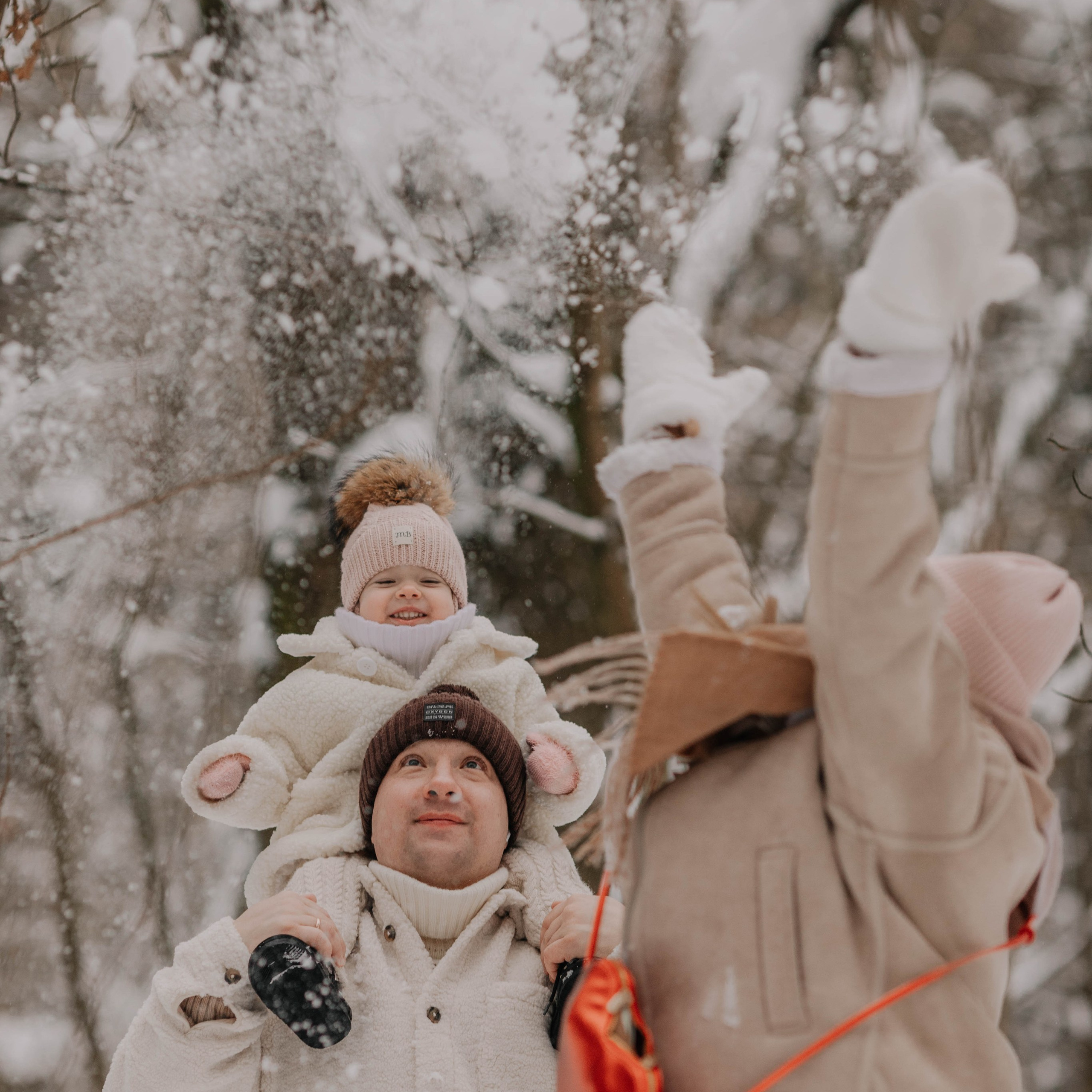 Лиля и семья Зимняя прогулка в лесу