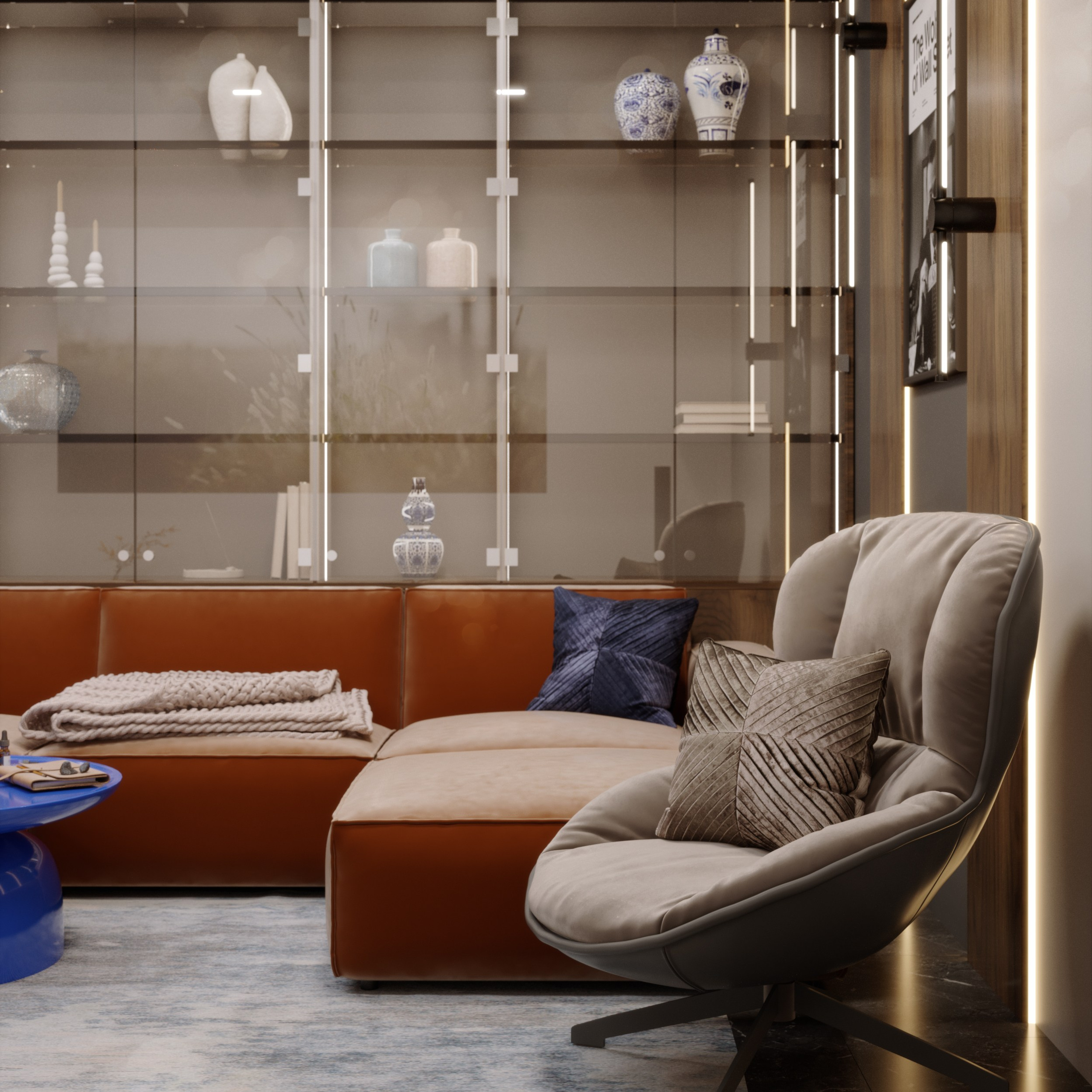 Cabinet «Leather & Whisky». Портфолио 3D визуализатора