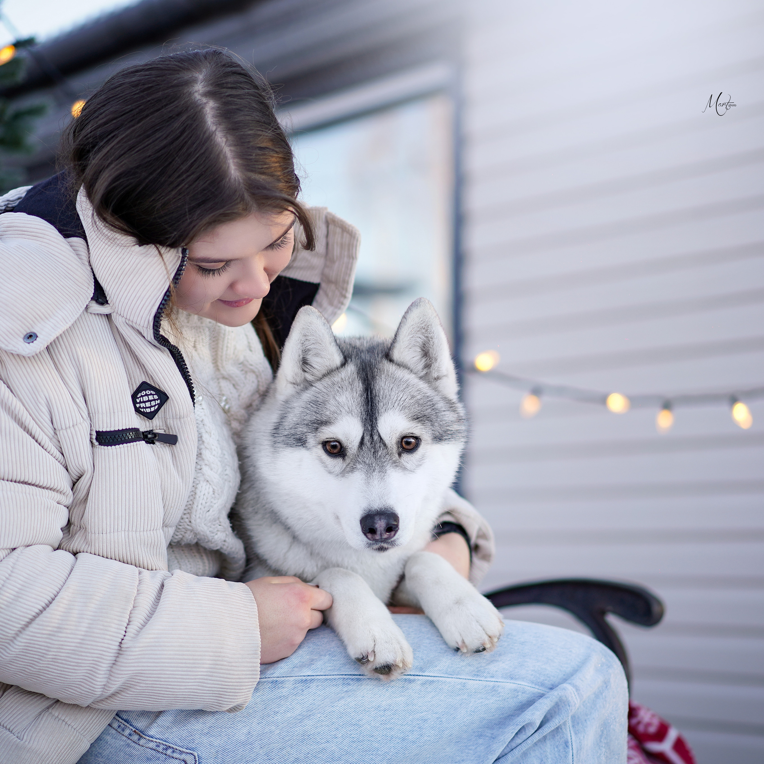 Саша и хаски зима
