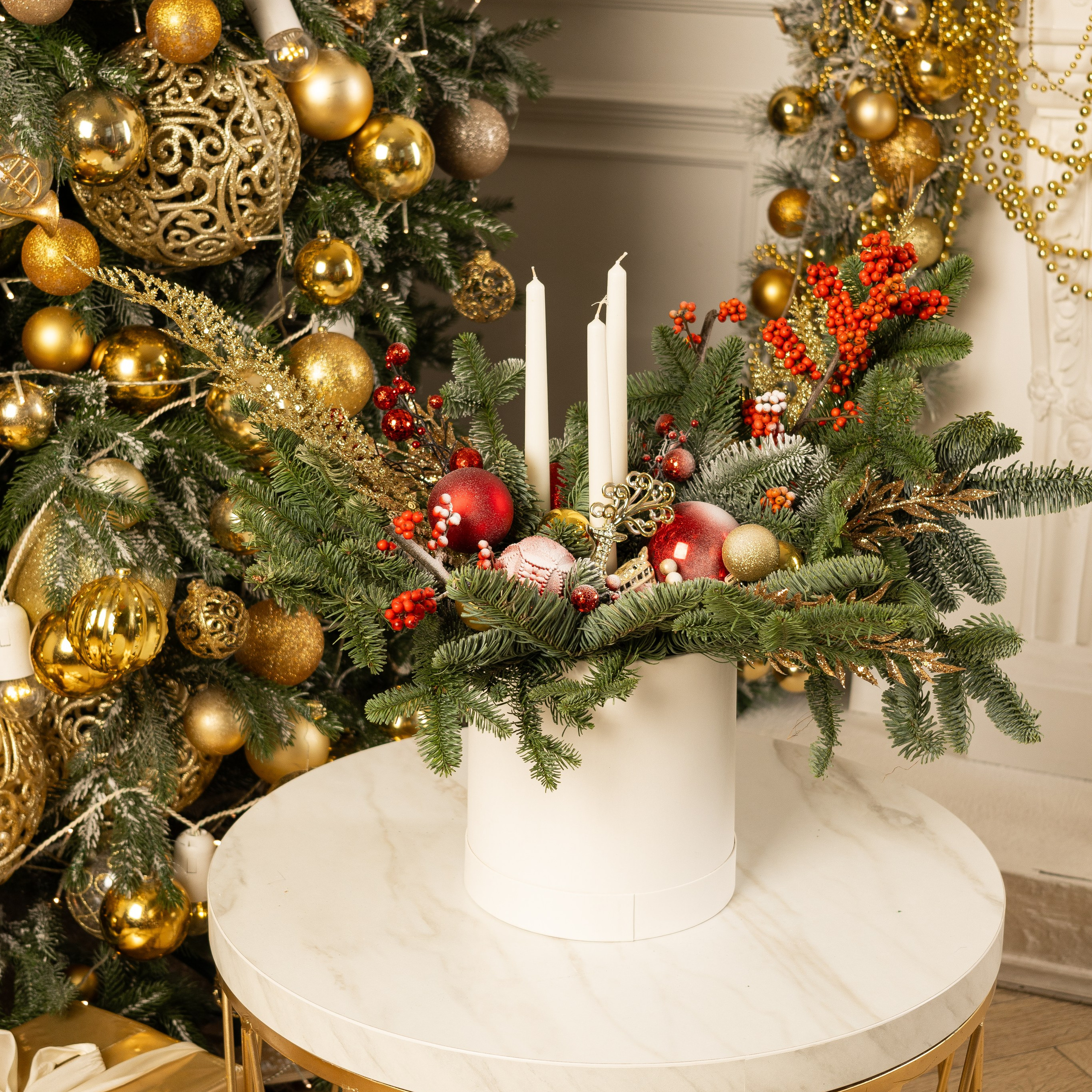 Съемка новогодних композиций для цветочного магазина