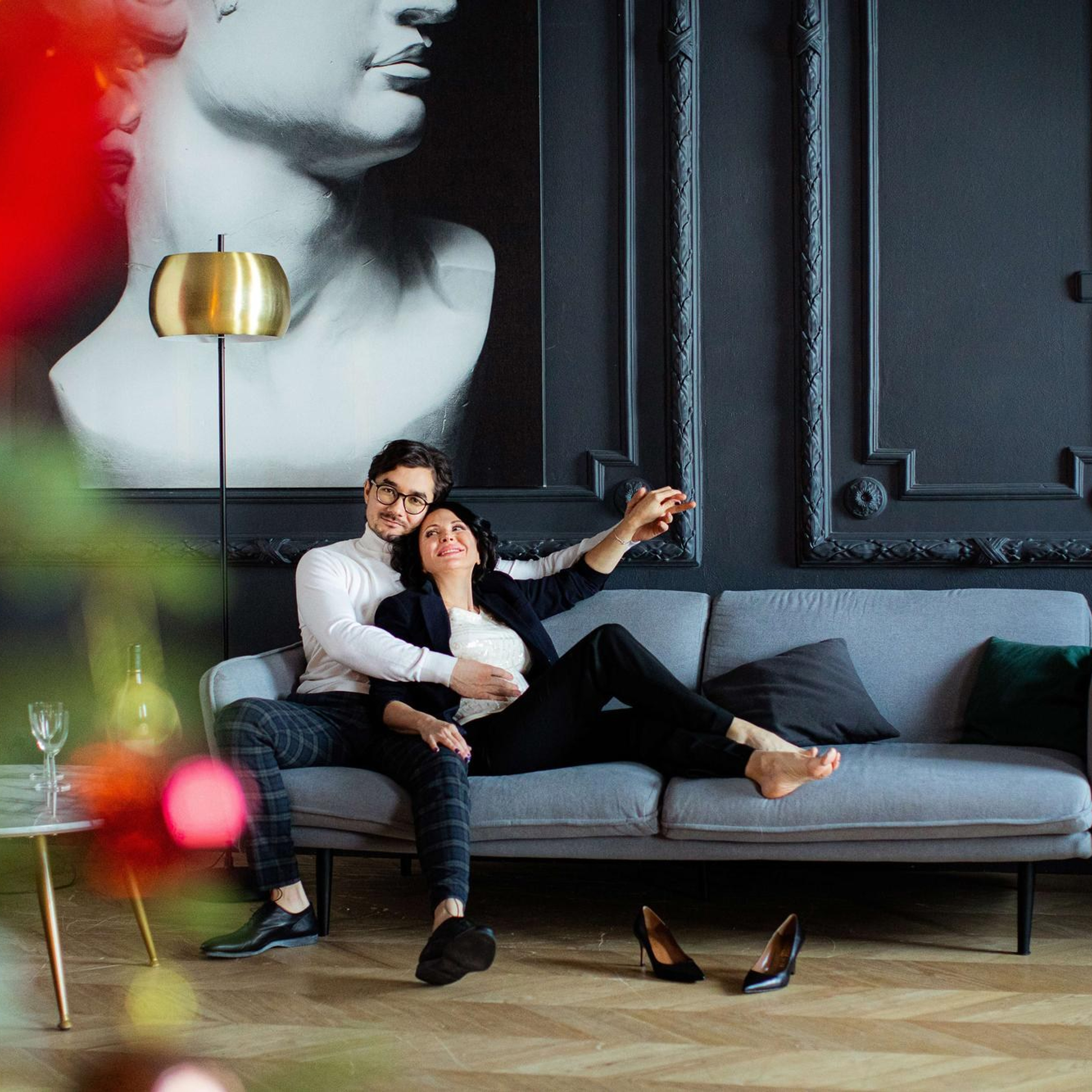 Новогодняя фотосессия Андрея и Марии в фотостудии