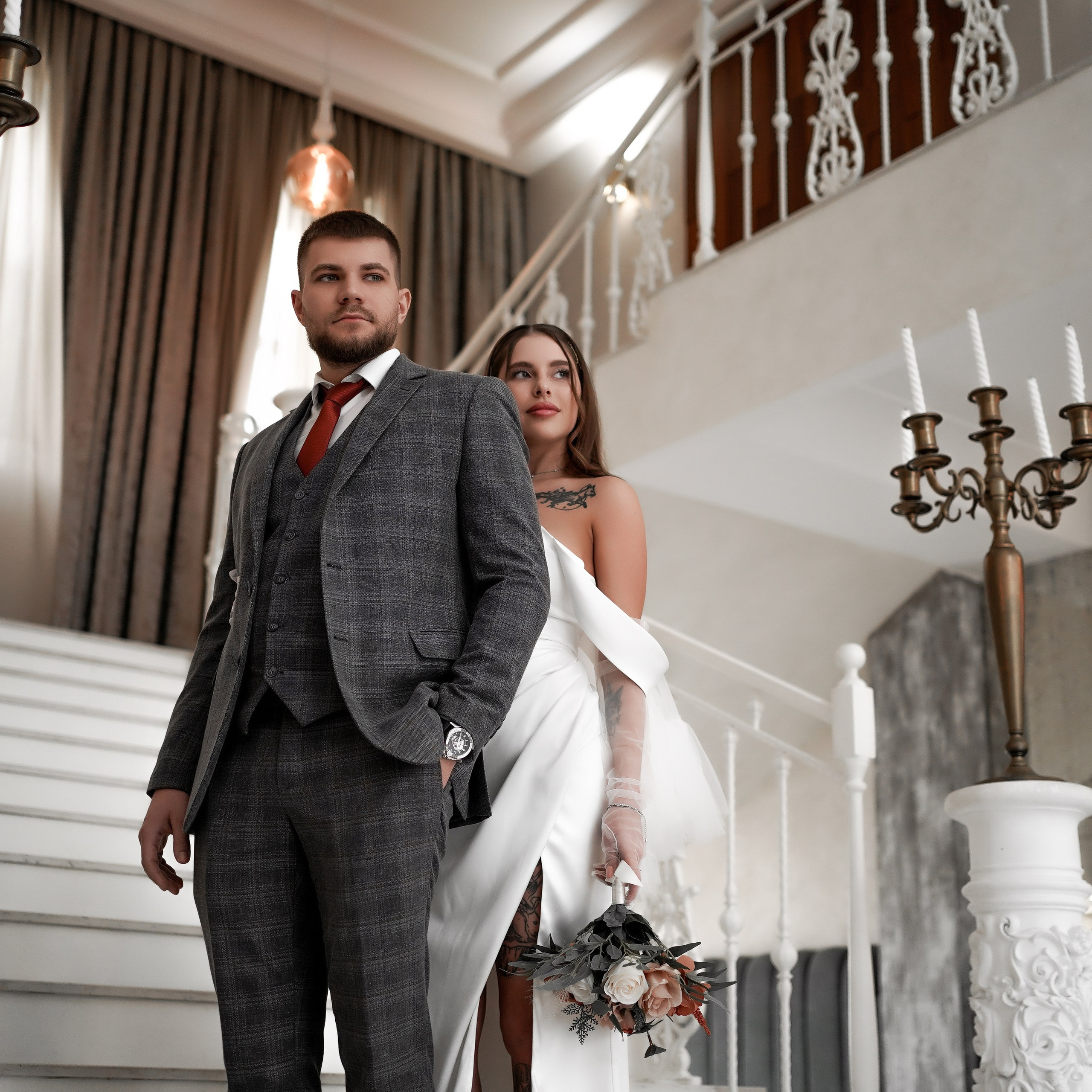 Никита и Оксана на свадебной фотосессии в Графском парке