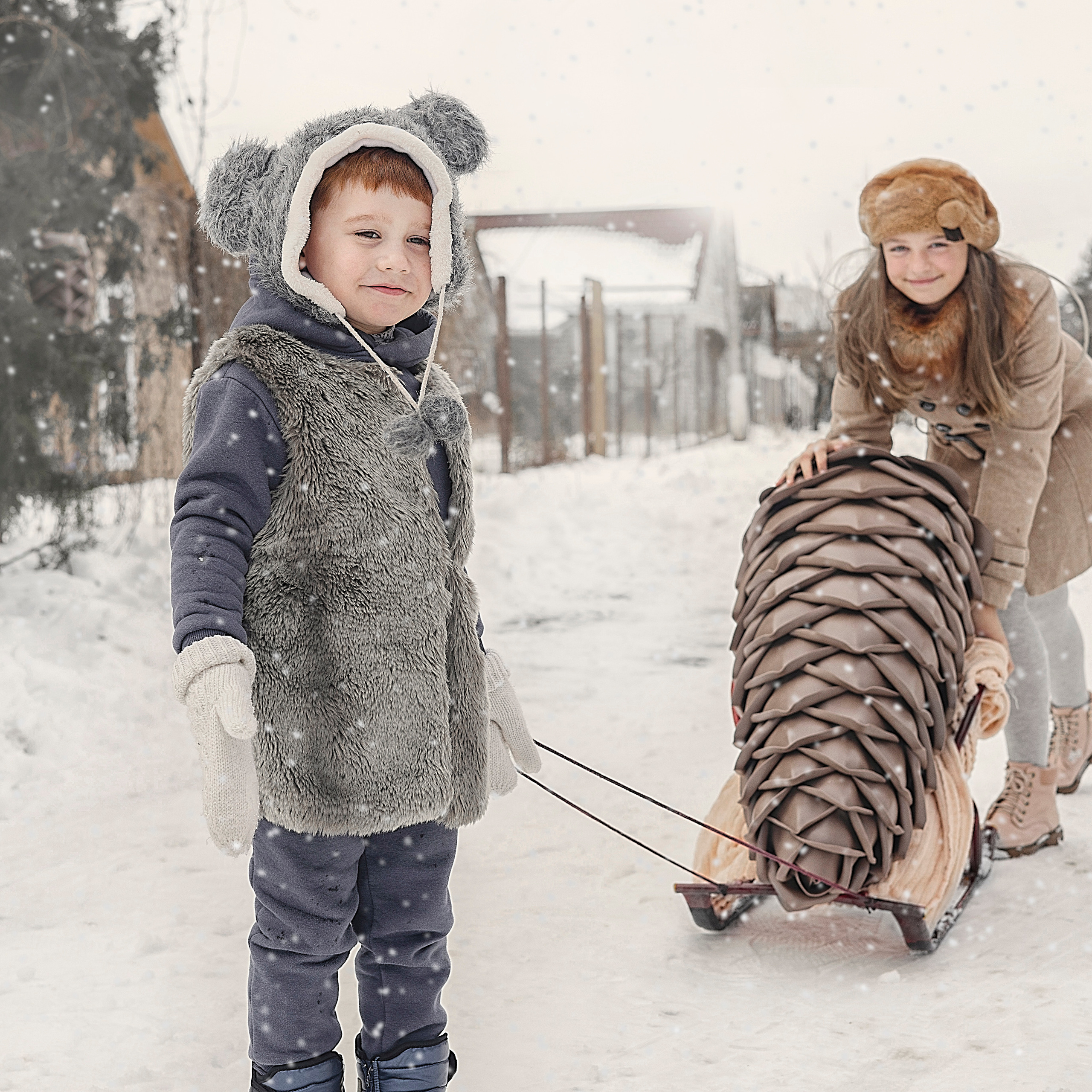 Зимние шишки и малышки