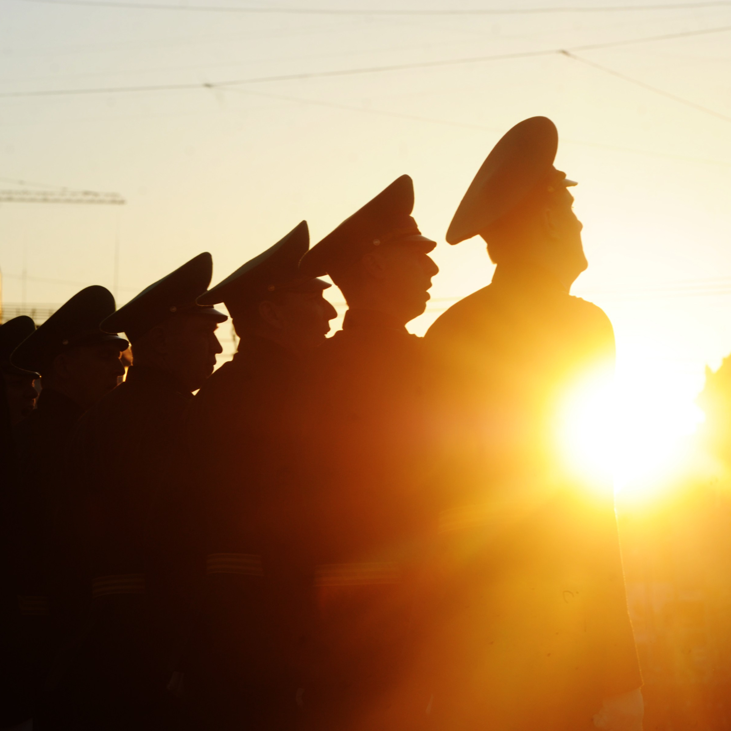 Россия. Новосибирск. 6 мая 2014 года. Во время репетиции парада Победы на площади Ленина