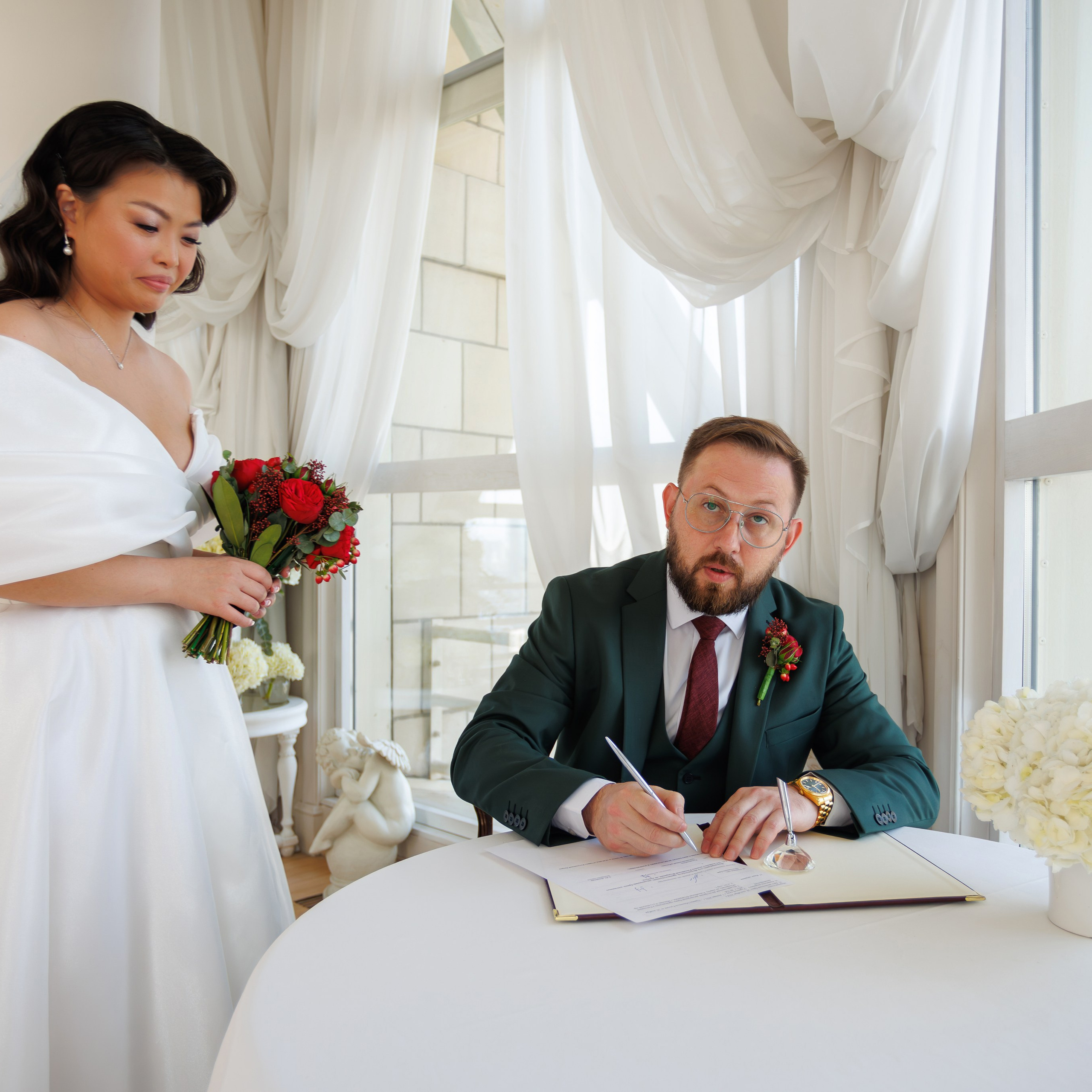 Регистрация брака в ресторане Романтик гостиница Украина. Свадебный фотограф Москва и МО Сергей Киржаев