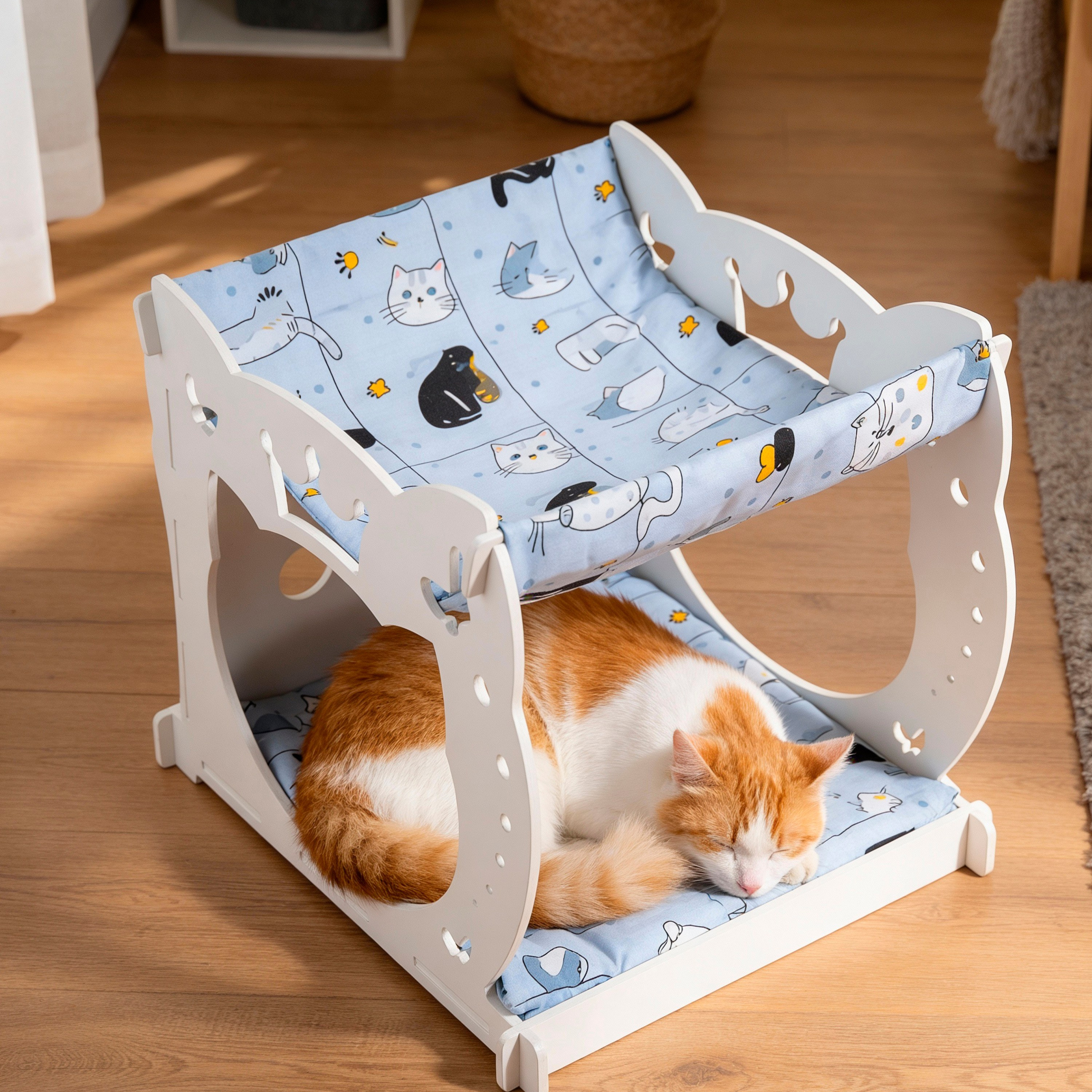 Домик-гамак двухуровневый для питомцев белый. Murstyle