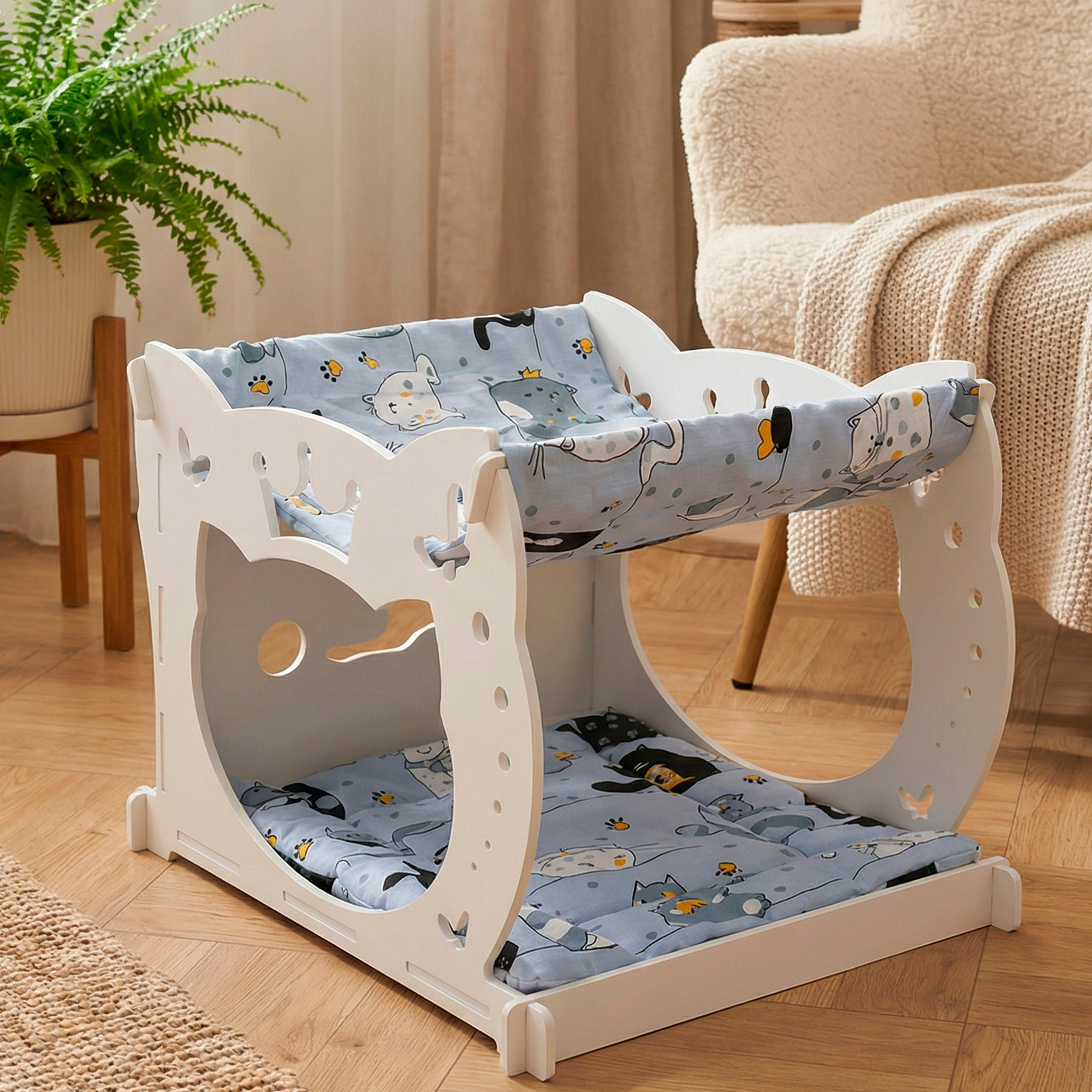 Домик-гамак двухуровневый для питомцев белый. Murstyle