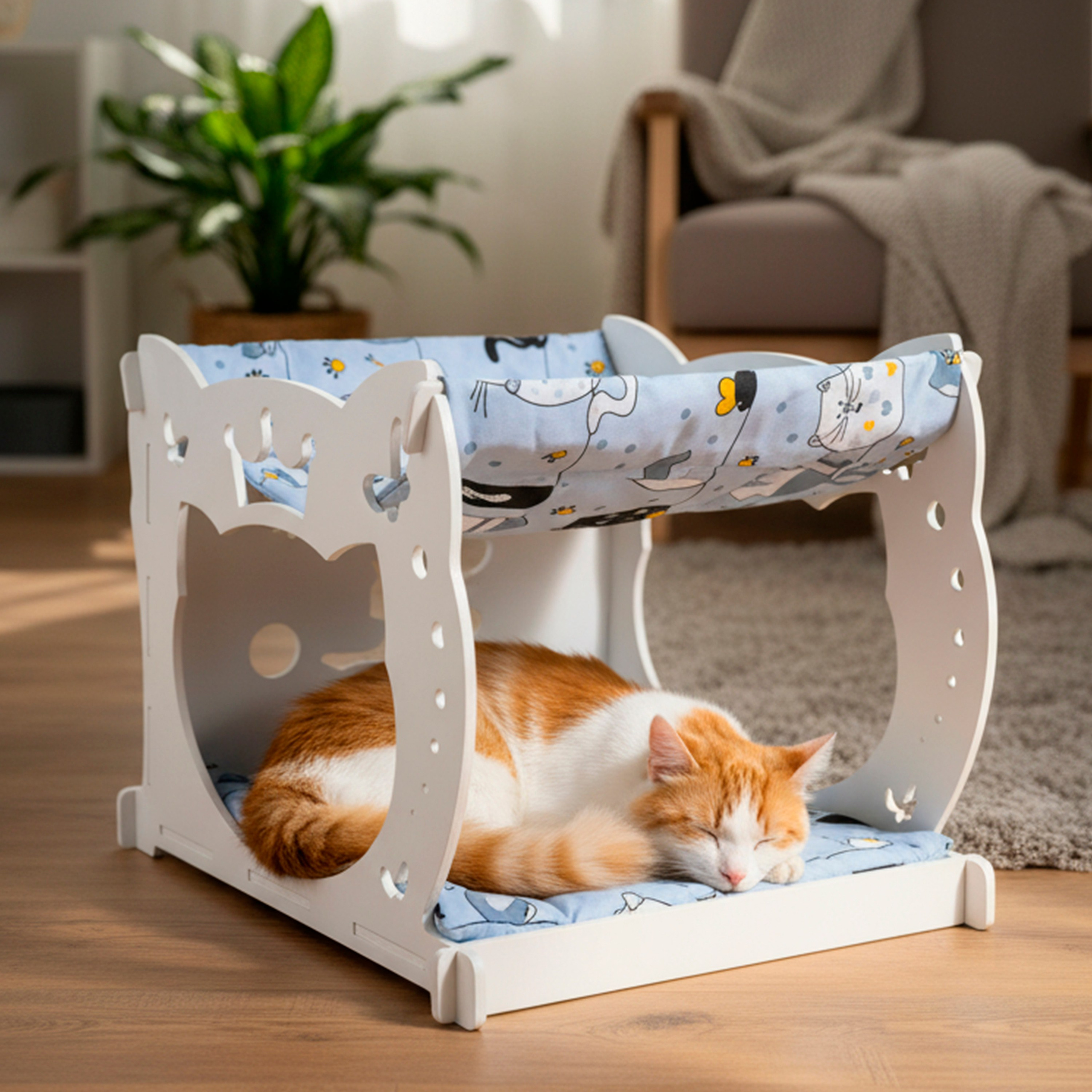 Домик-гамак двухуровневый для питомцев белый. Murstyle