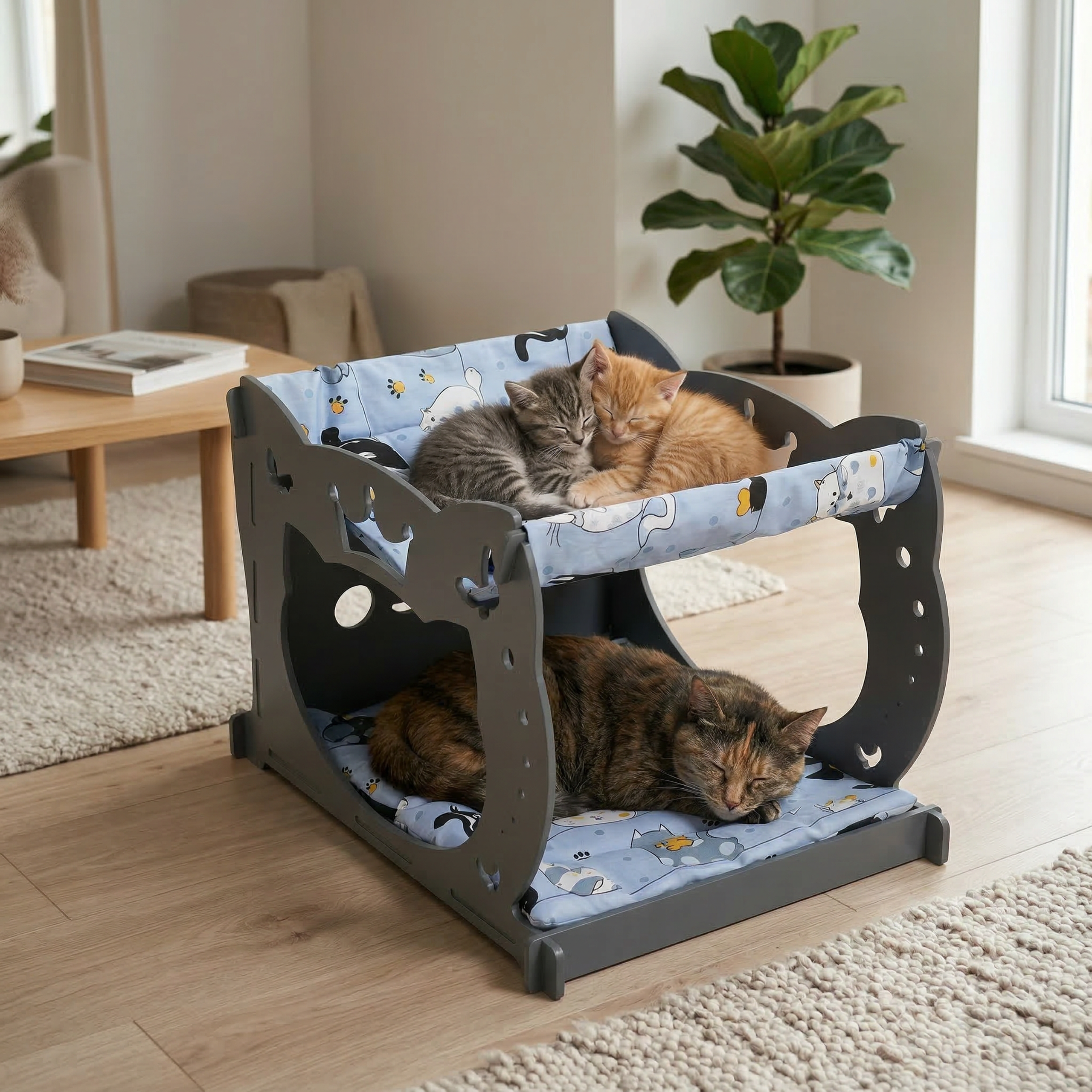 Домик-гамак двухуровневый для питомцев серый. Murstyle