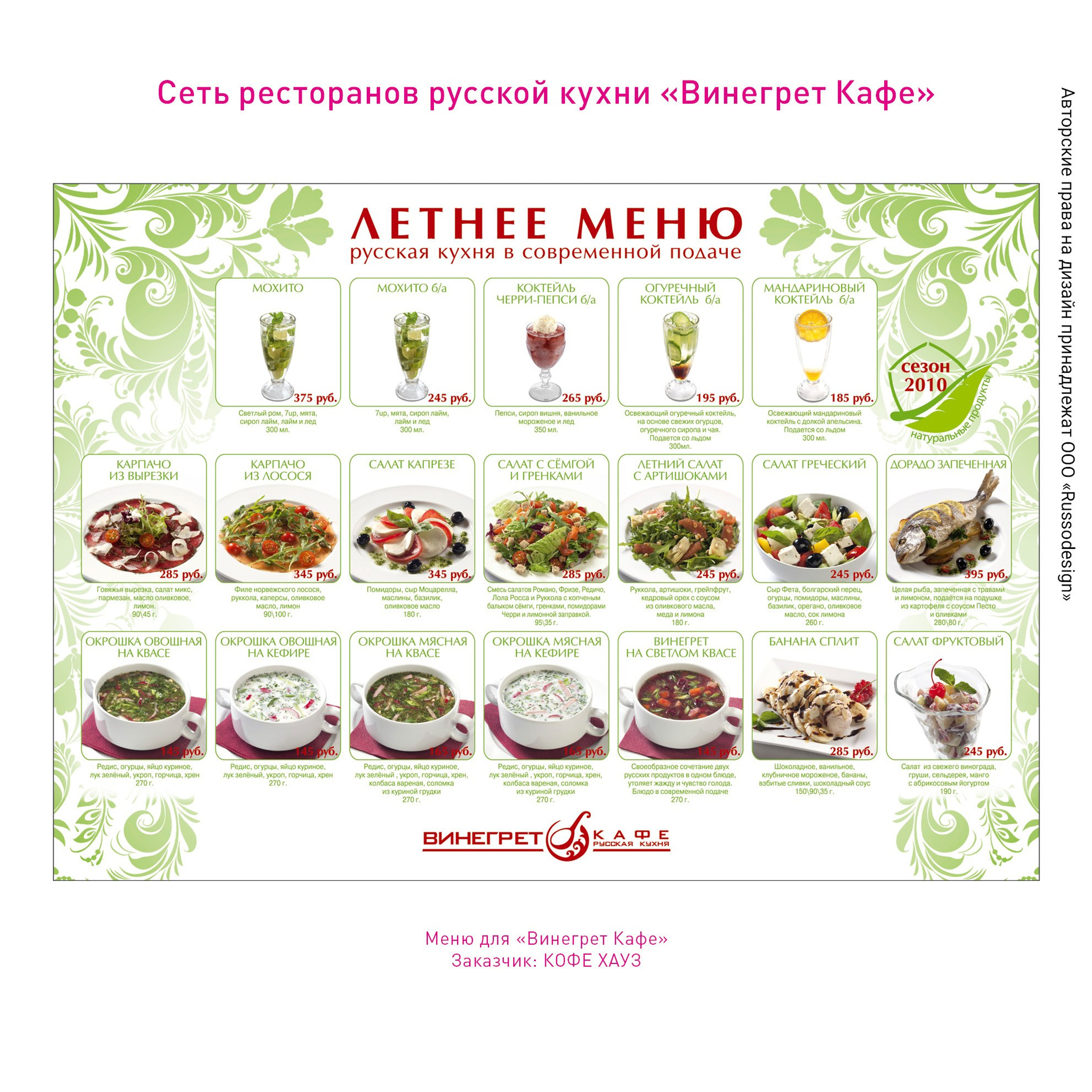Полиграфия для кафе и ресторанов. RUSSODESIGN креативный консалтинг
