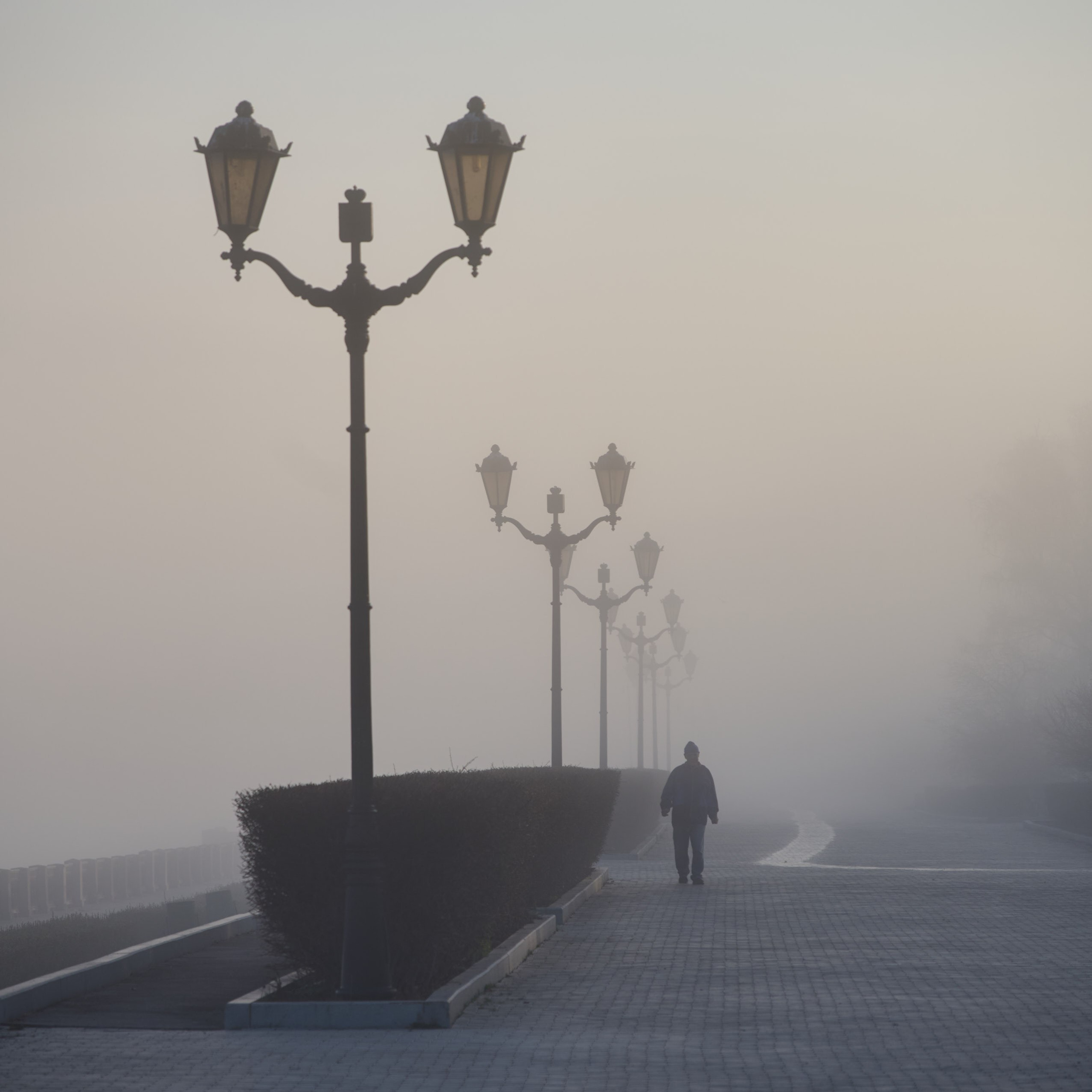 Туман на набережной Волги в Самаре