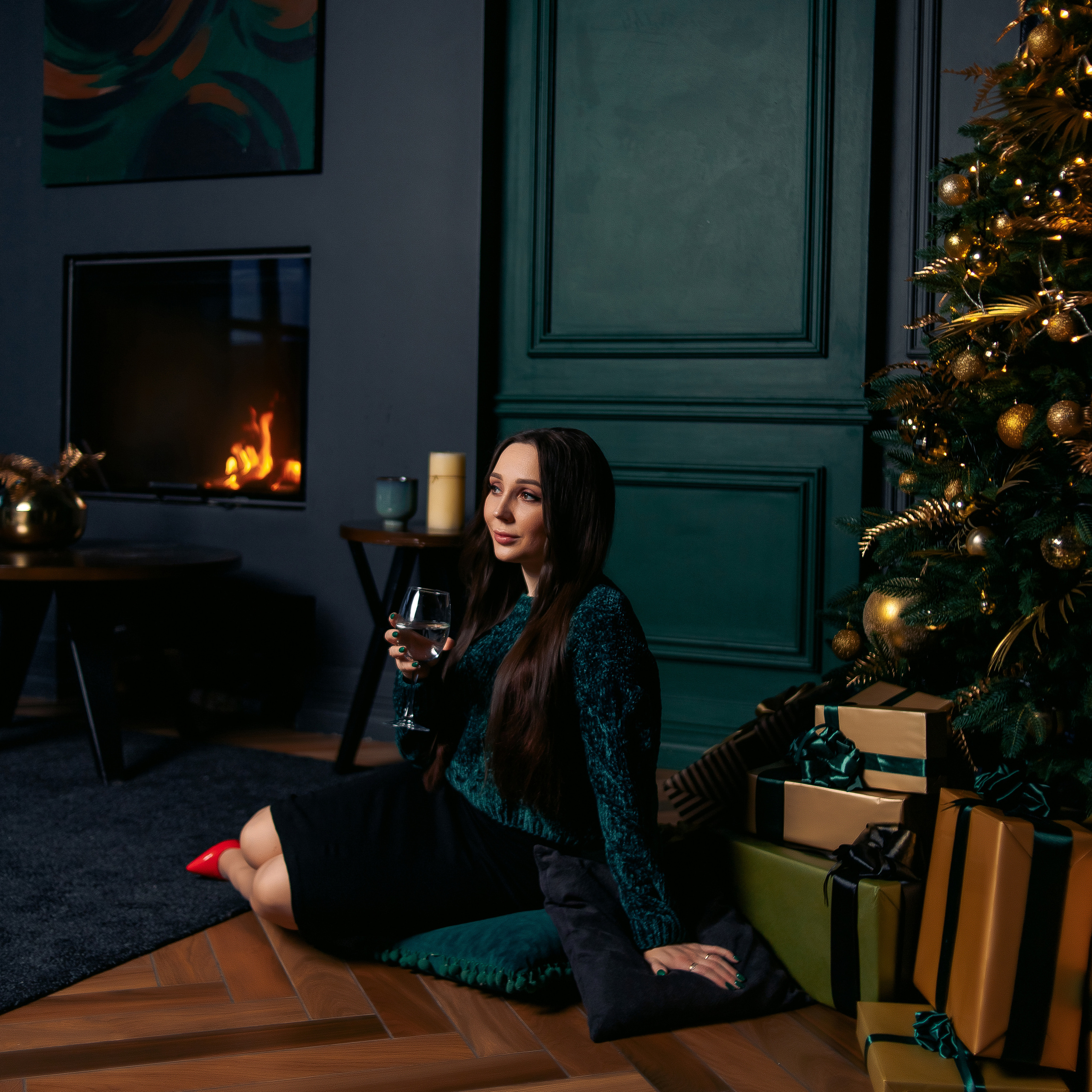 Новогодняя фотосессия в темном зале