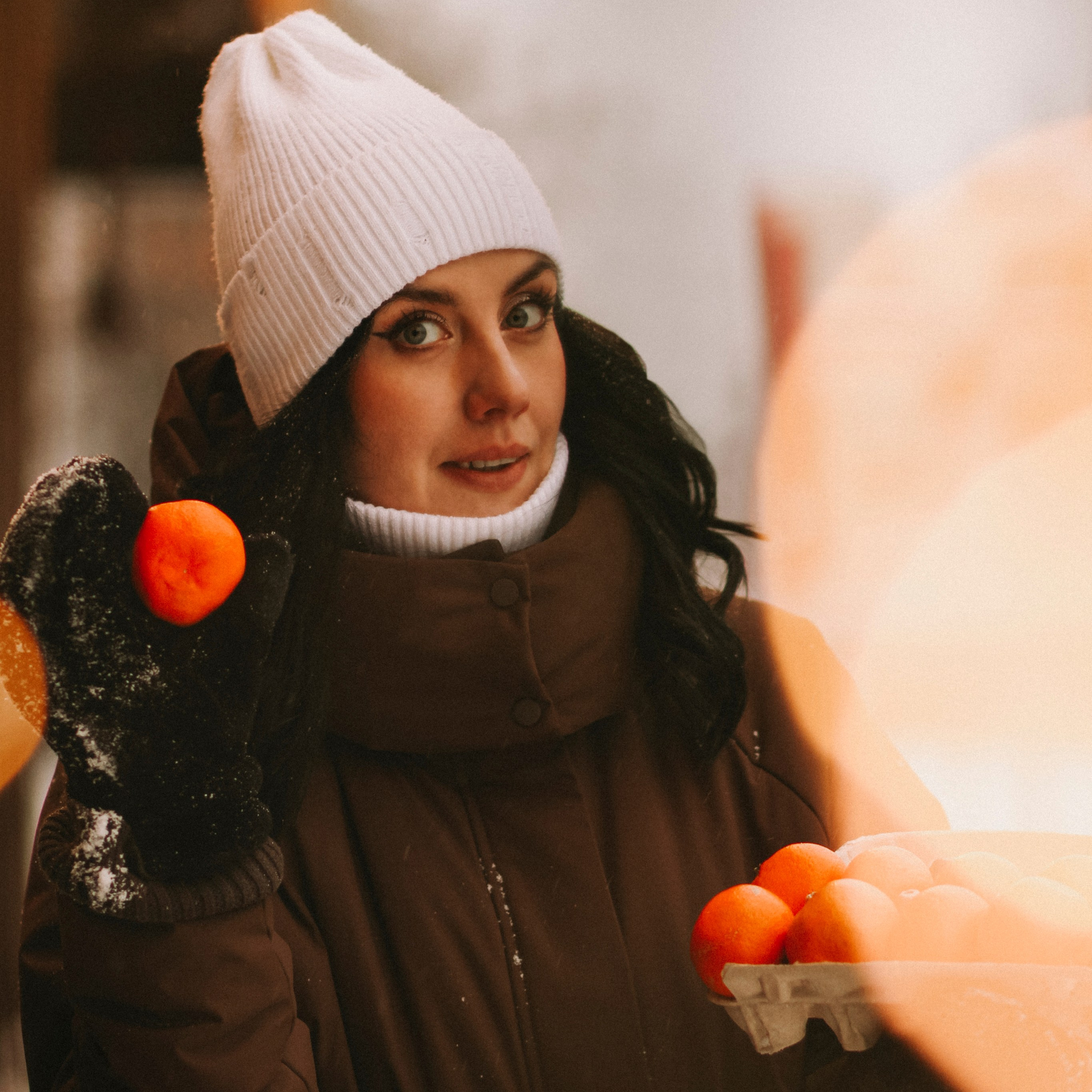 Мороз, мандарины и боке