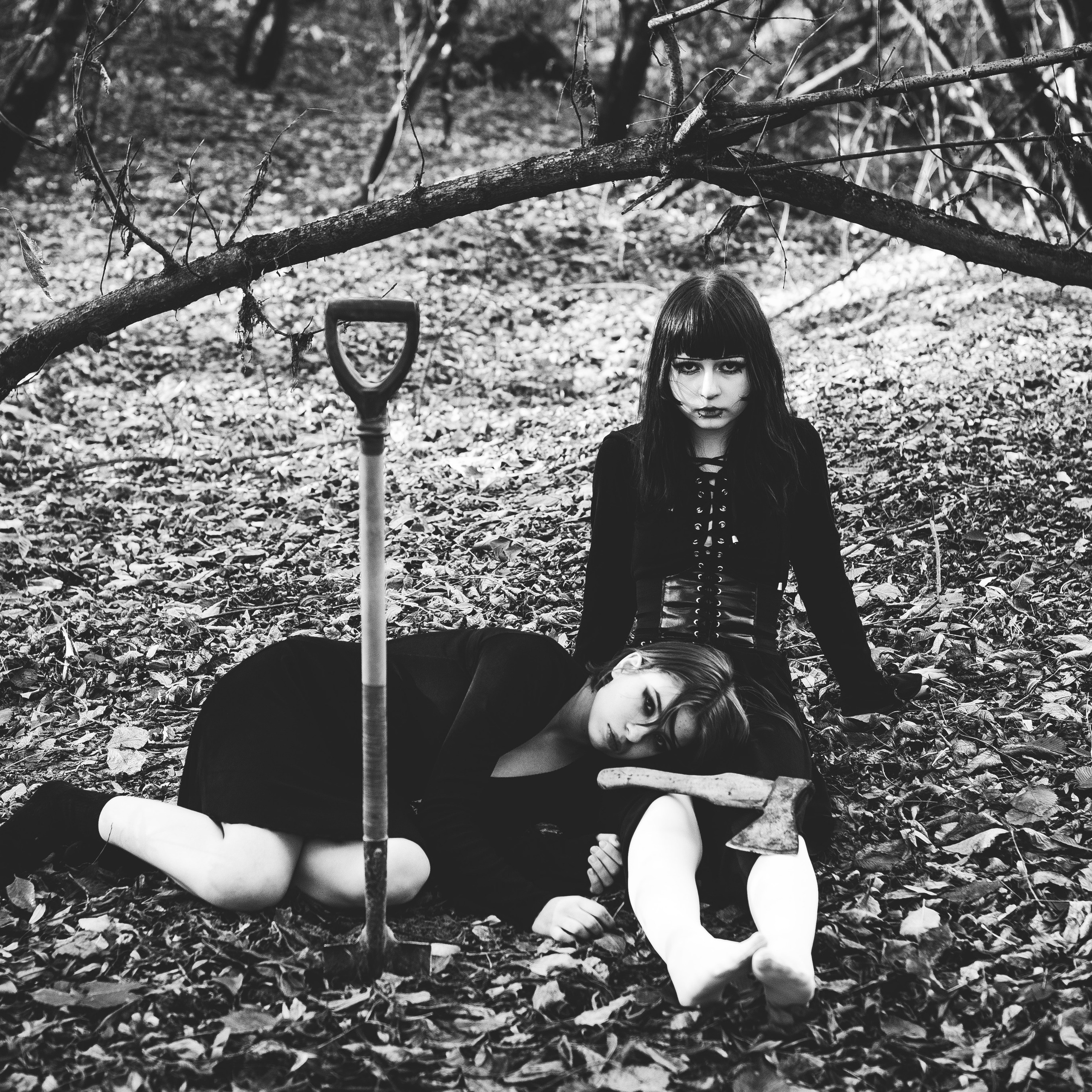 An axe and a Shovel