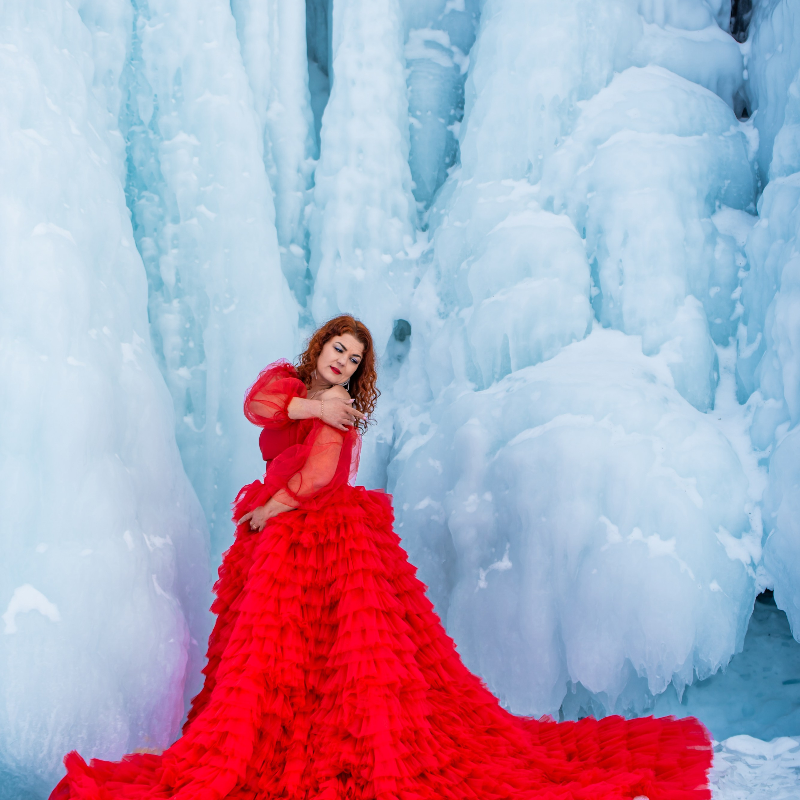 Юбка каскад фатиновая со шлейфом (оверсайз)