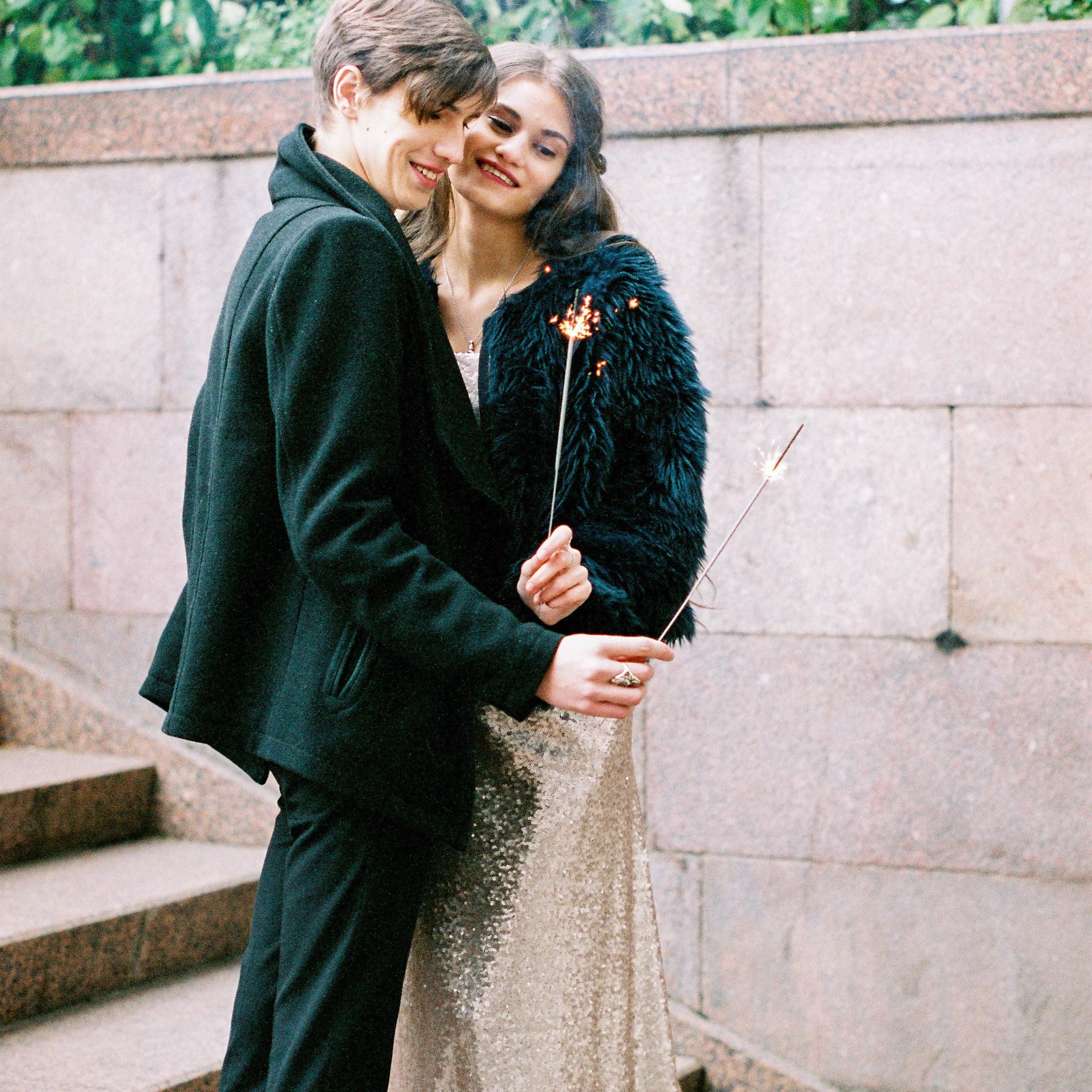 Осенняя свадебная прогулка в Москве на плёнку